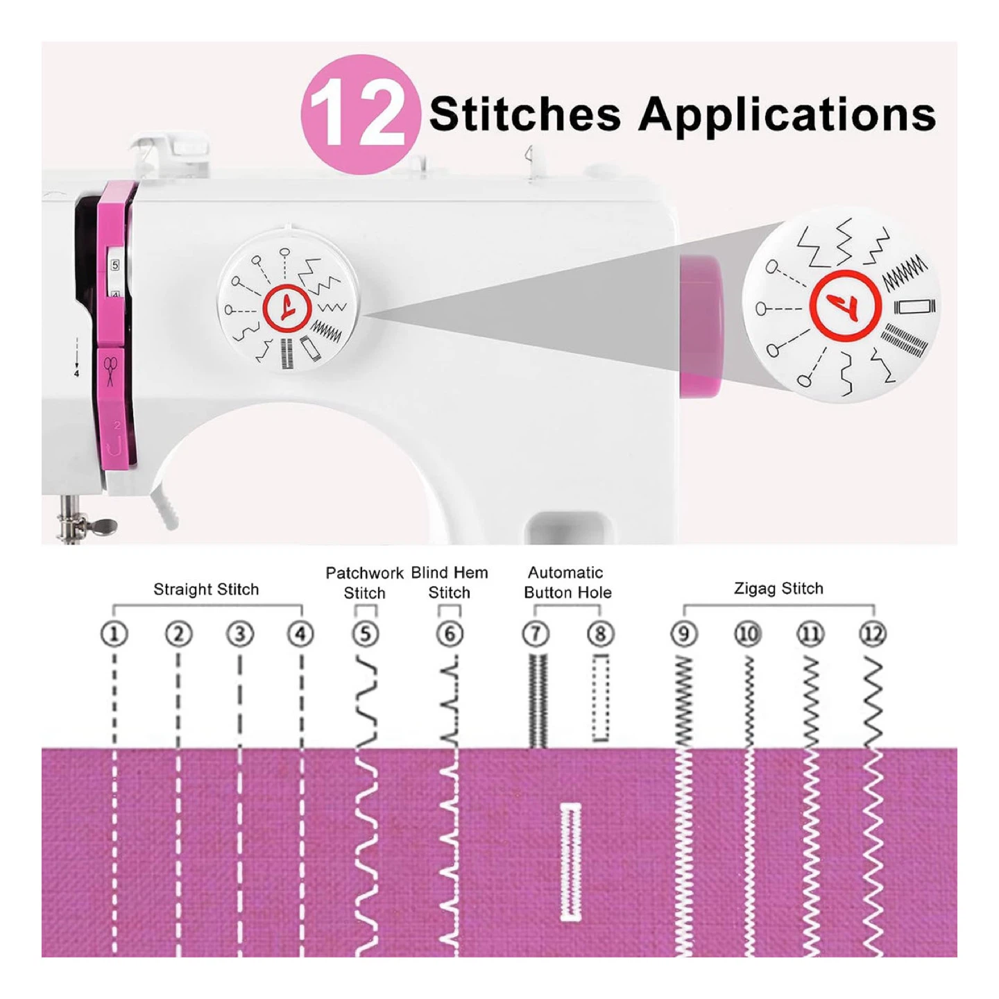 White Sewing Machine with 12 Stitch Patterns - photo 3