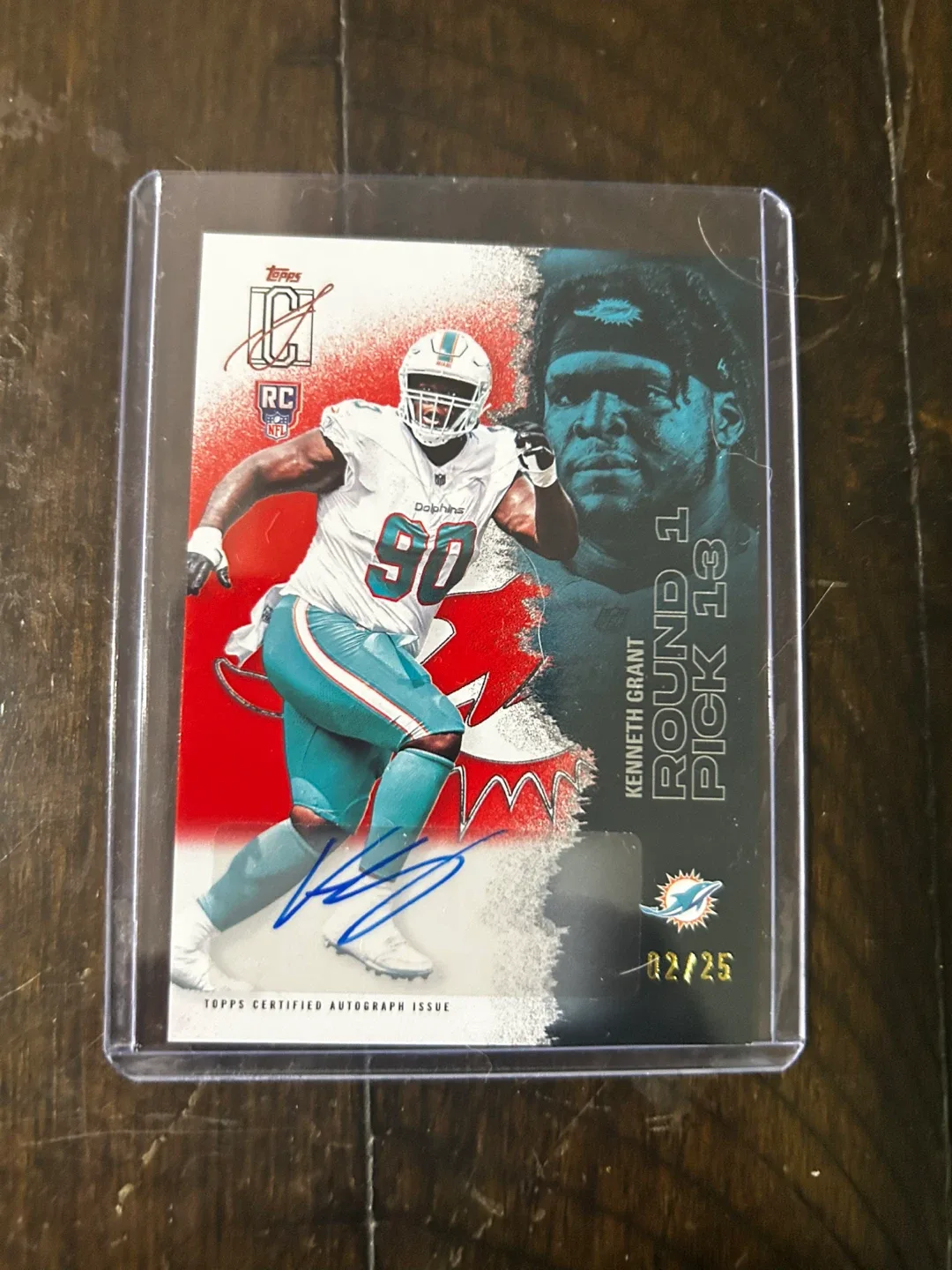 2023 Topps Certified Autograph Kenneth Grant Dolphins RC #02/25