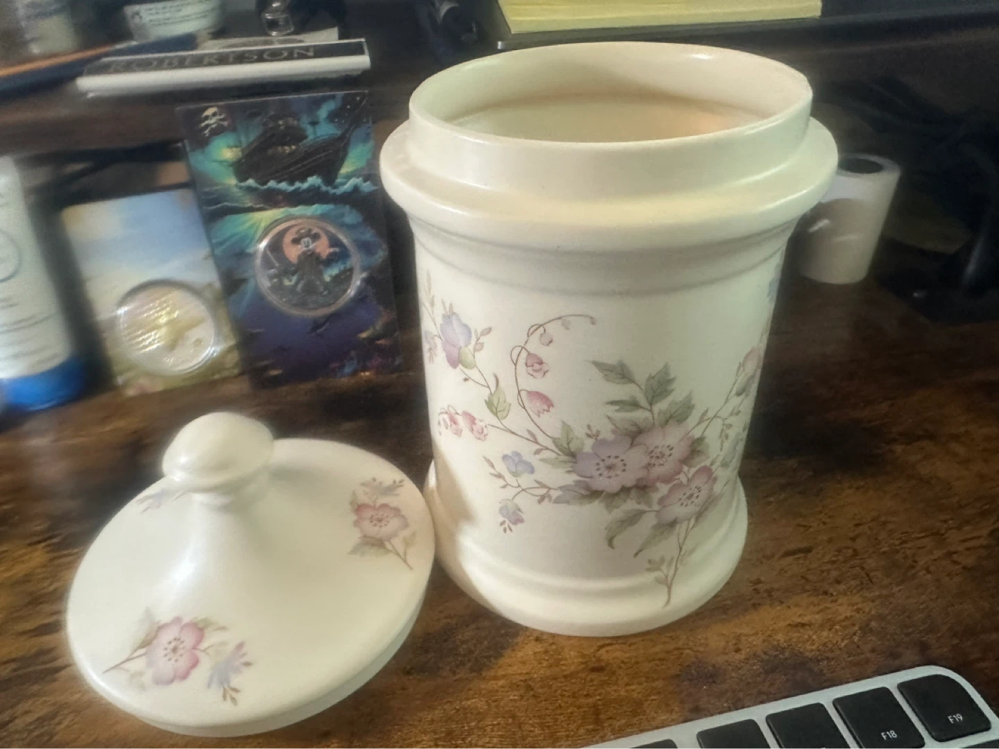 Vintage Floral Ceramic Canister with Lid