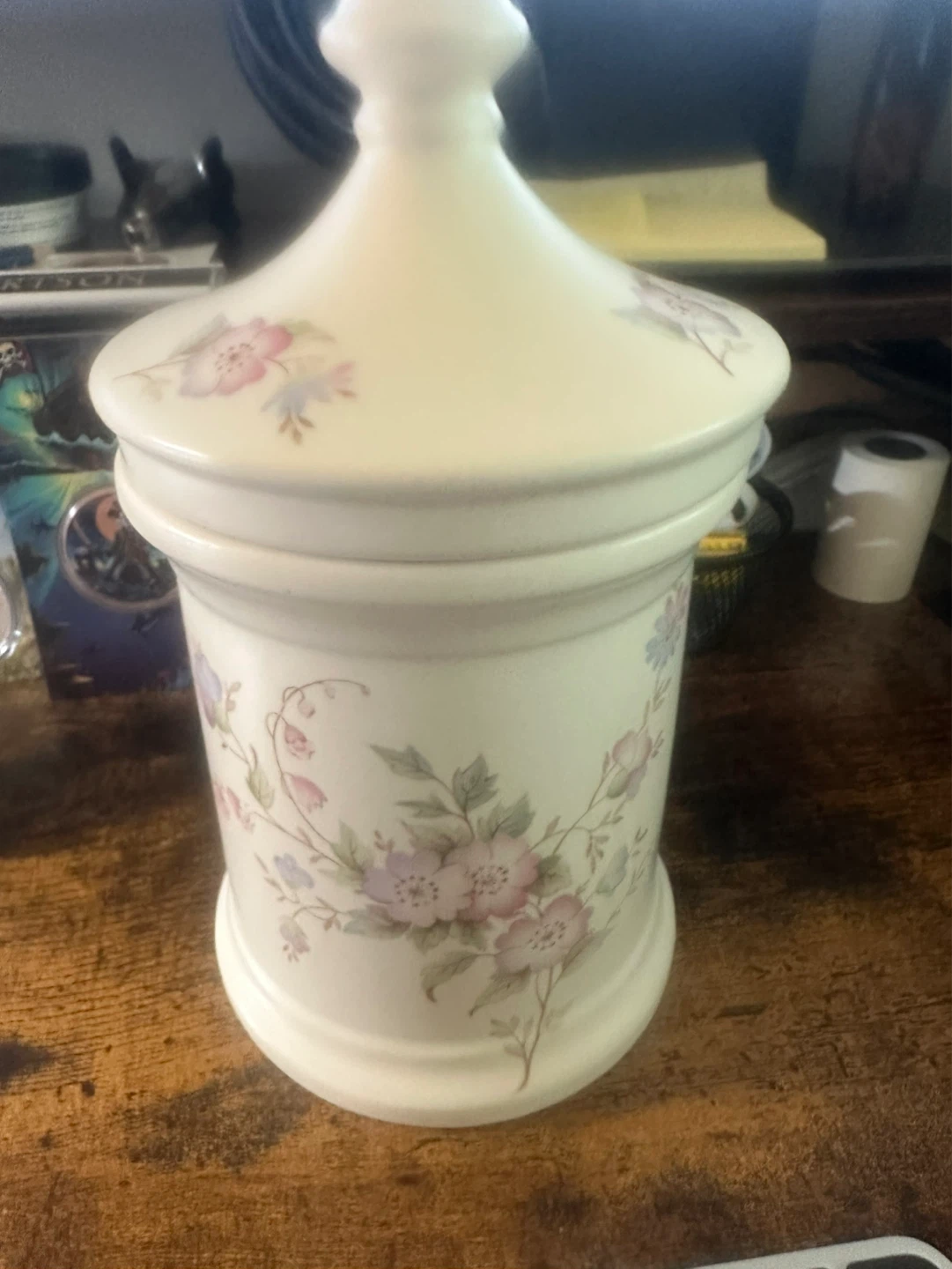 Vintage Floral Ceramic Canister with Lid - photo 2