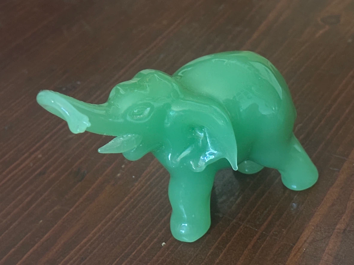 Jadeite Glass Elephant Figurine