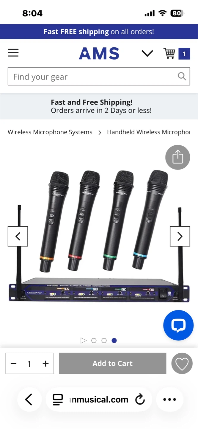 VocoPro UHF5805 Rechargeable Wireless Handheld Mic System
