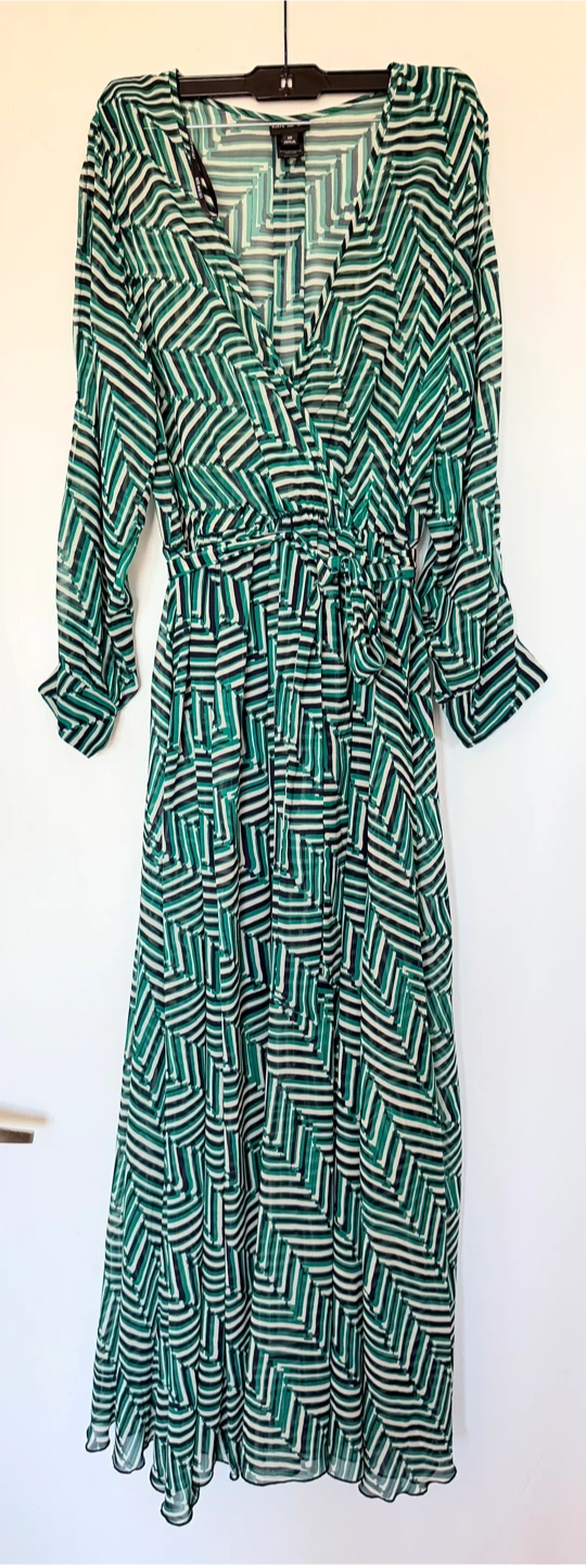 Green Geometric Print Maxi Dress