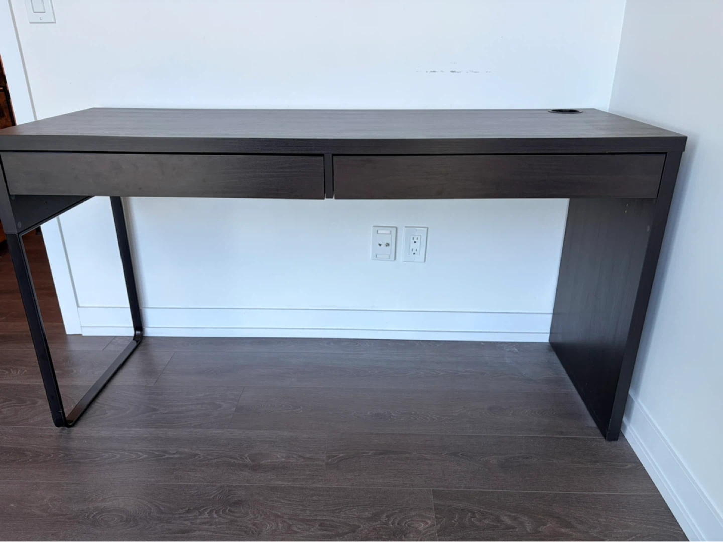 Dark Brown Desk with Two Drawers IKEA MICKE