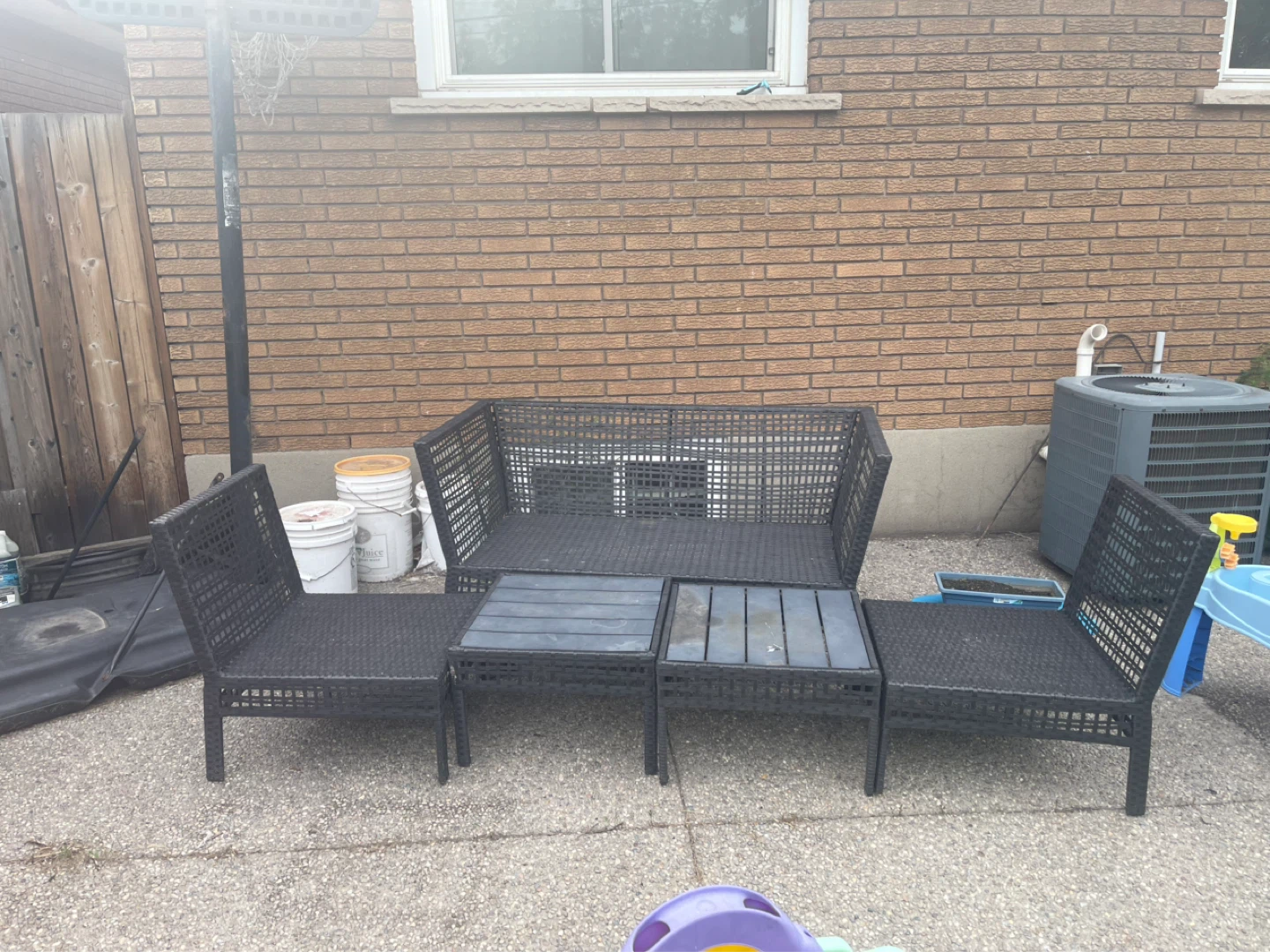 Black Wicker Outdoor Furniture Set with Loveseat and Chairs - photo 3