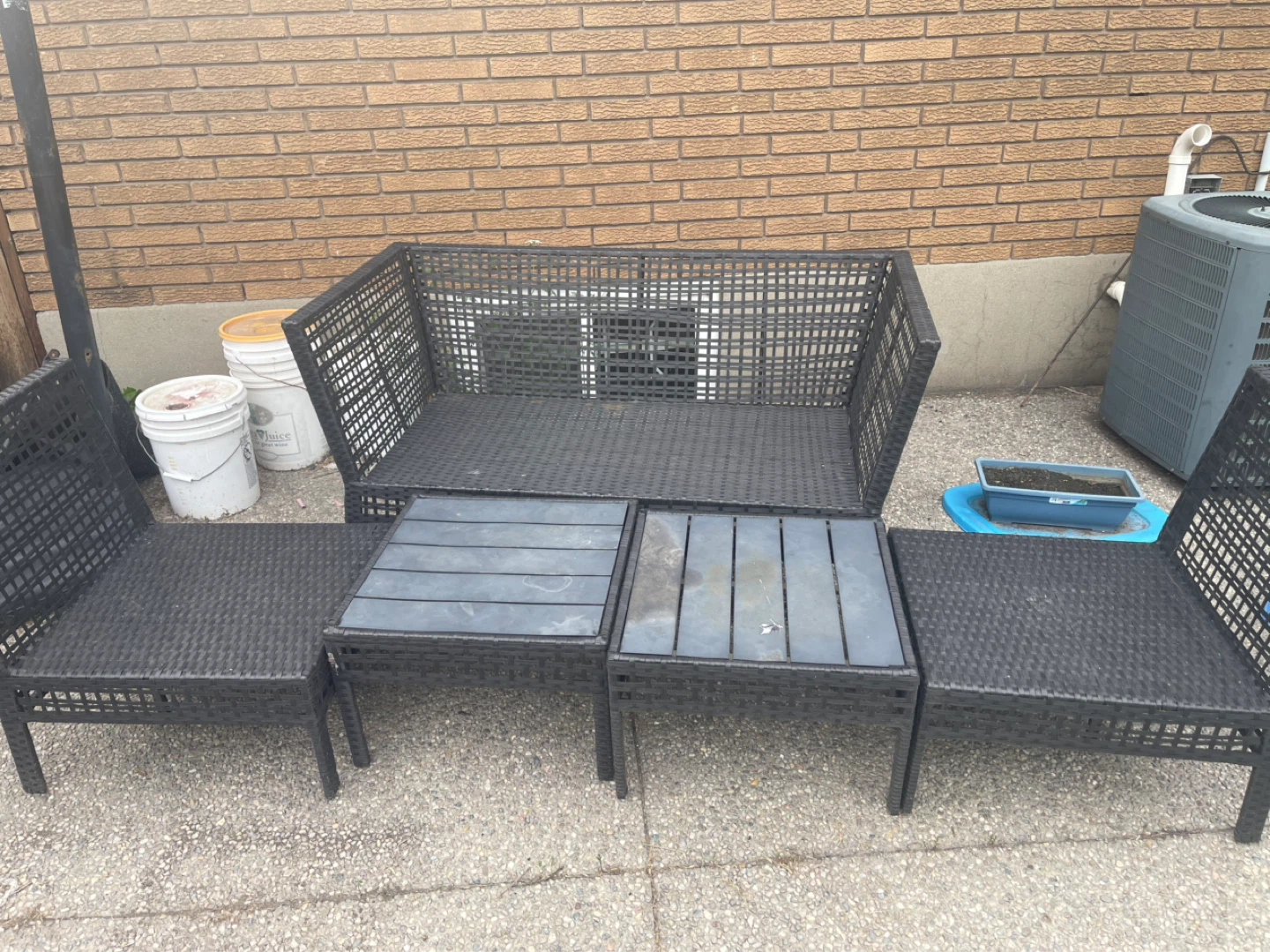 Black Wicker Outdoor Furniture Set with Loveseat and Chairs - photo 4