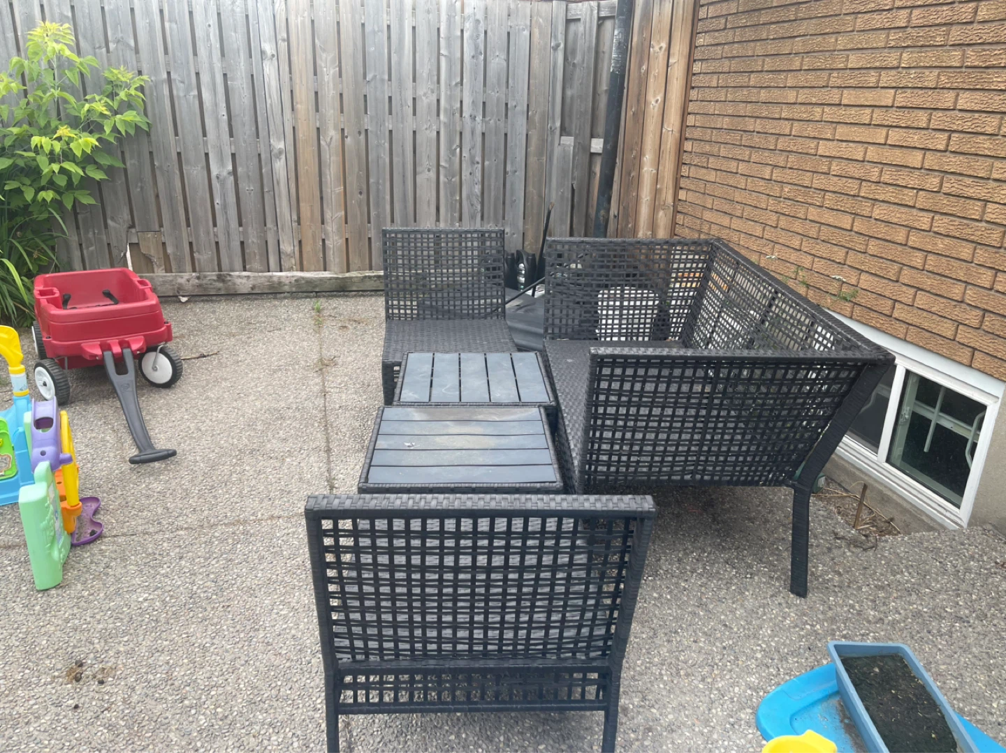 Black Wicker Outdoor Furniture Set with Loveseat and Chairs - photo 2