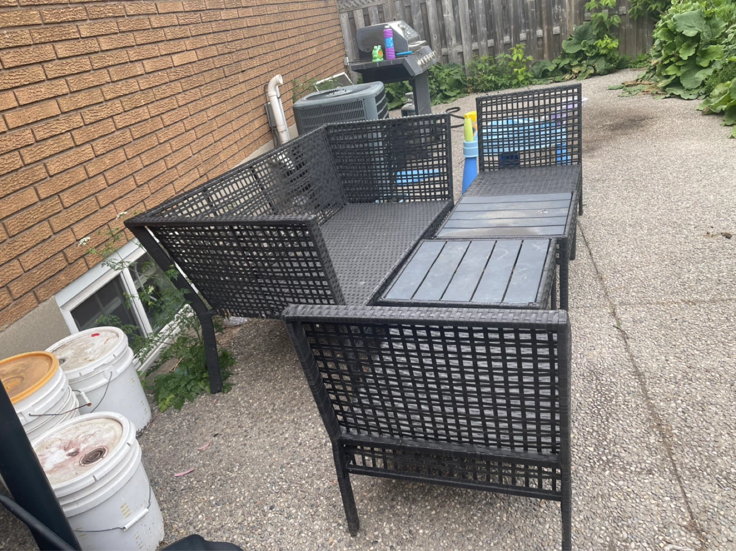 Black Wicker Outdoor Furniture Set with Loveseat and Chairs