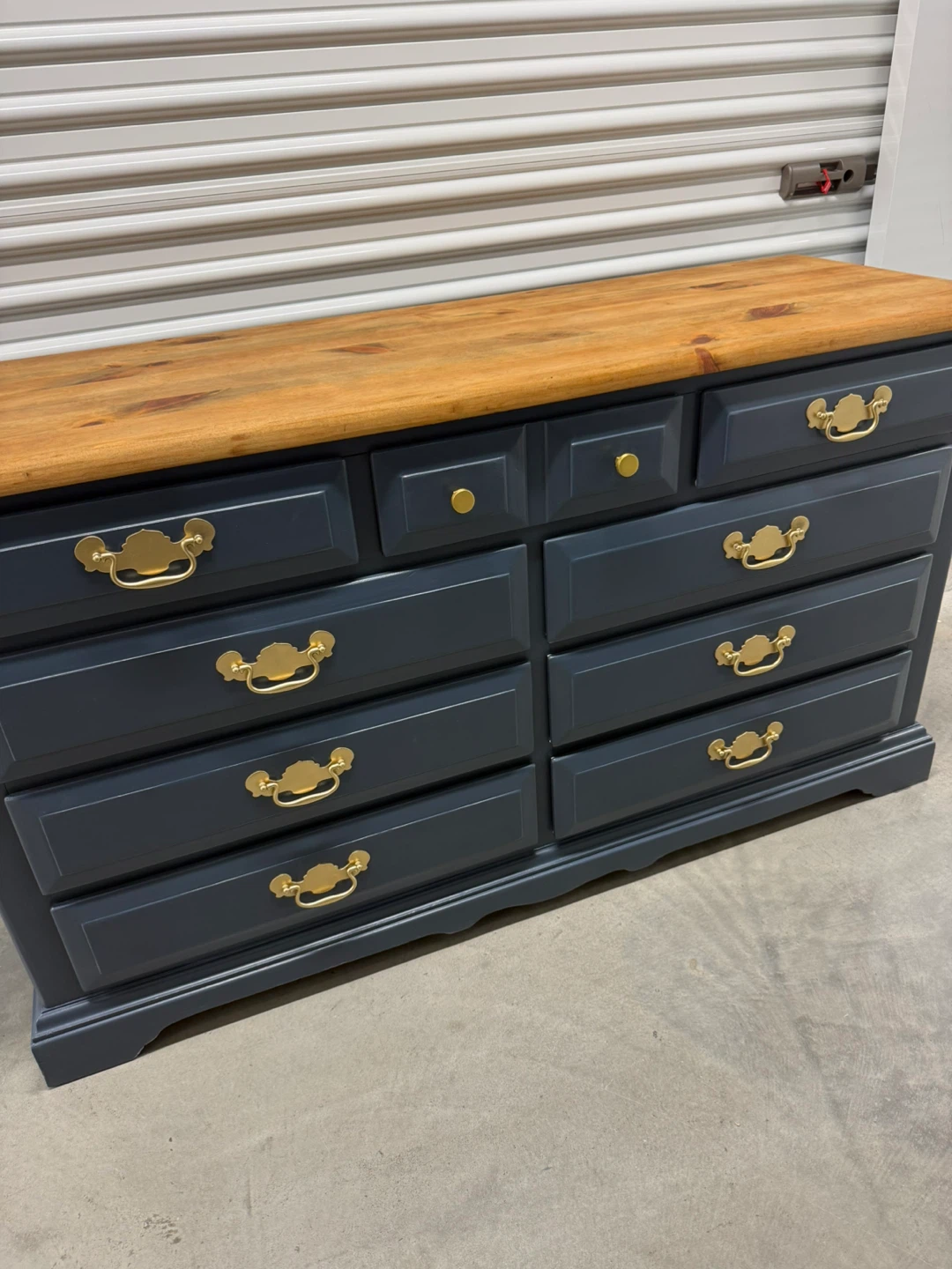 🚨Free Delivery NJ/NY Navy Blue Solid Wood Dresser- 9 Drawers - photo 2