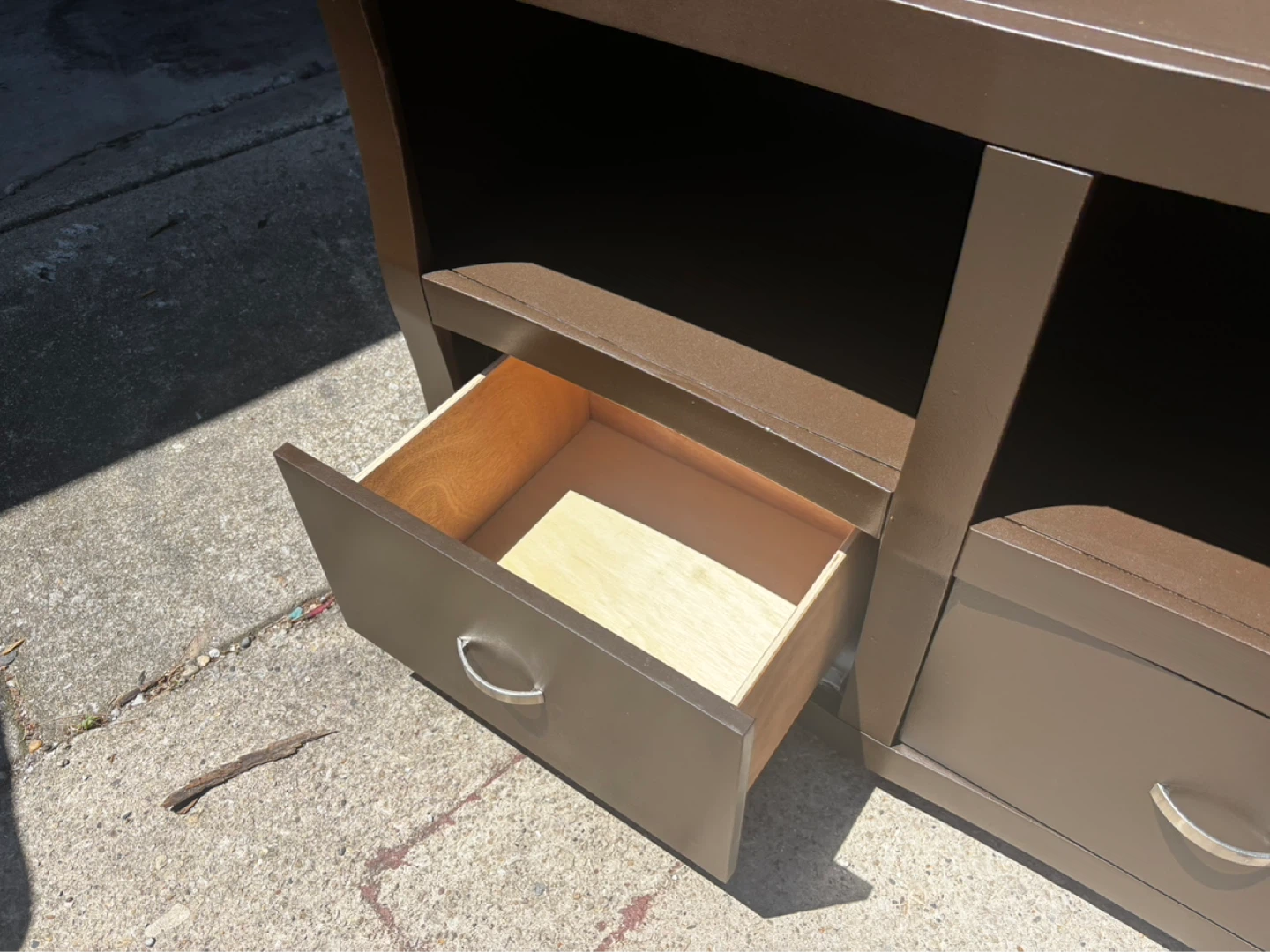 Brown TV Stand with 3 Drawers and Shelves - photo 5