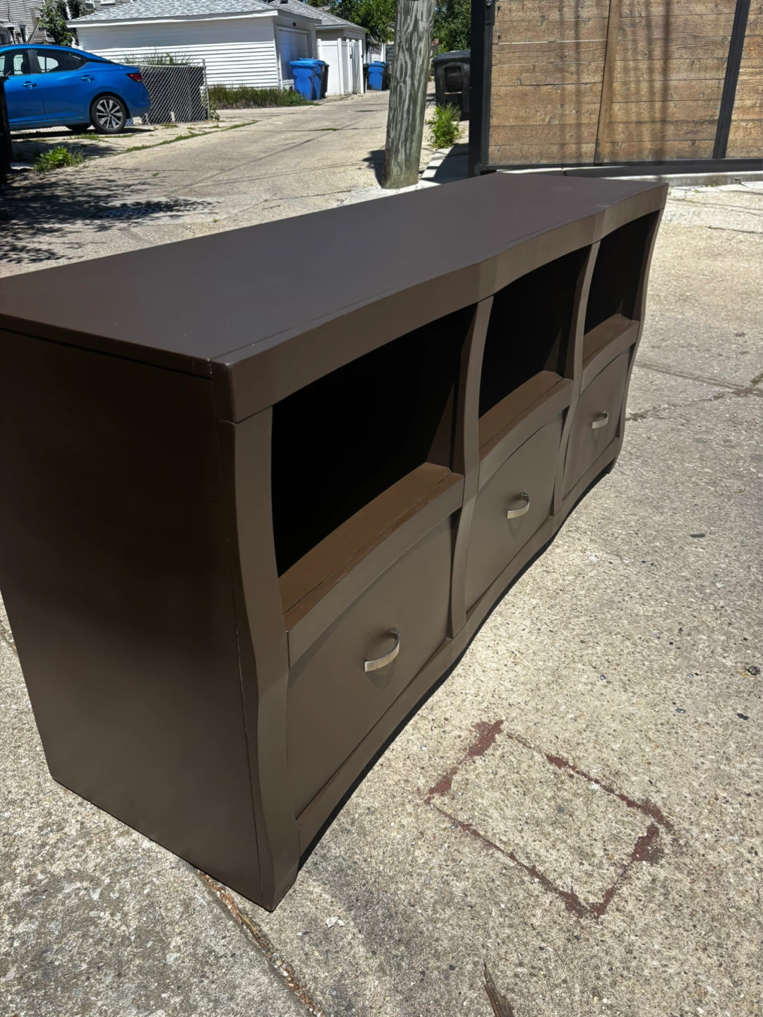 Brown TV Stand with 3 Drawers and Shelves - photo 2