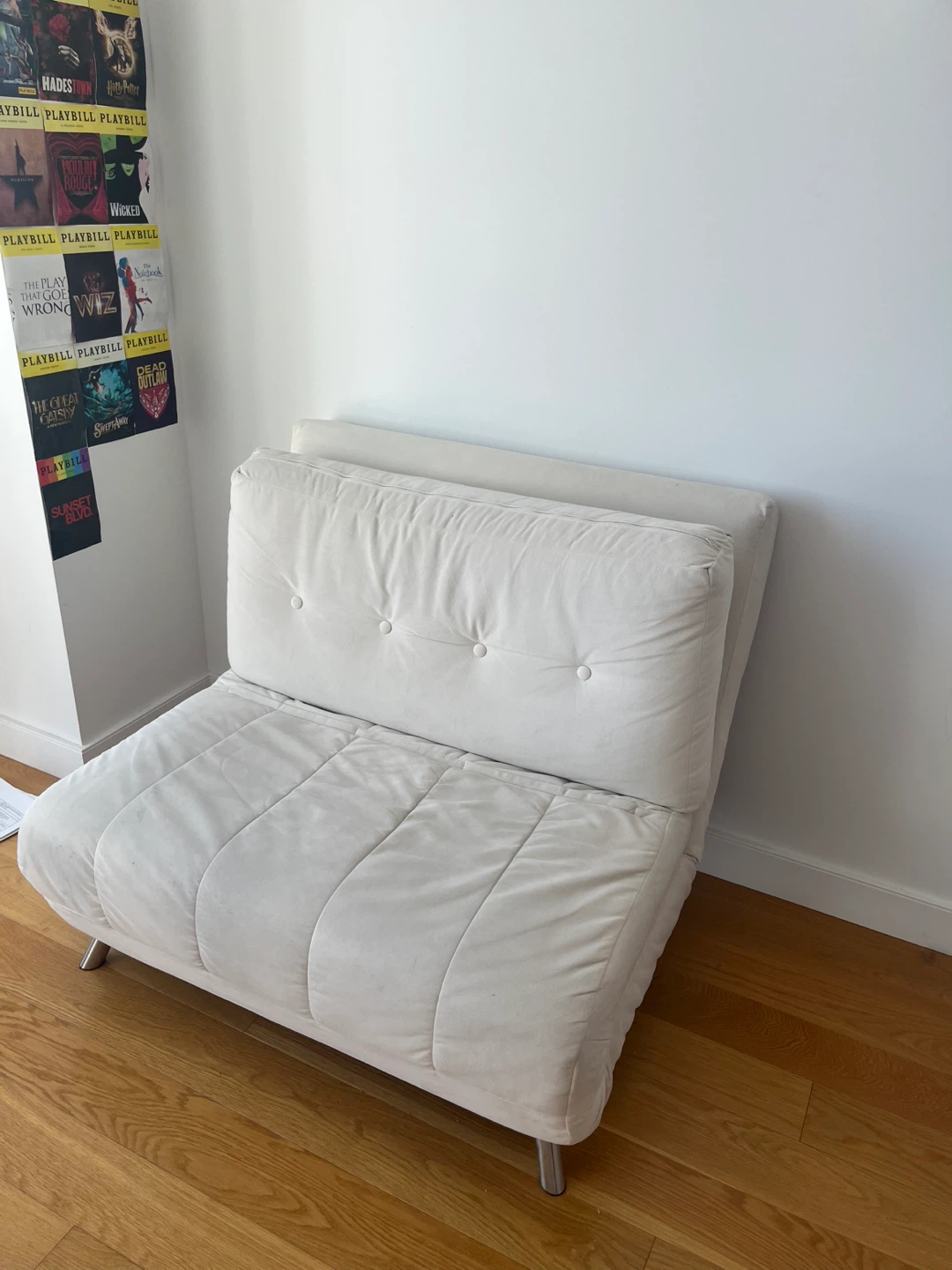 Cream Futon Chair - Convertible - photo 2
