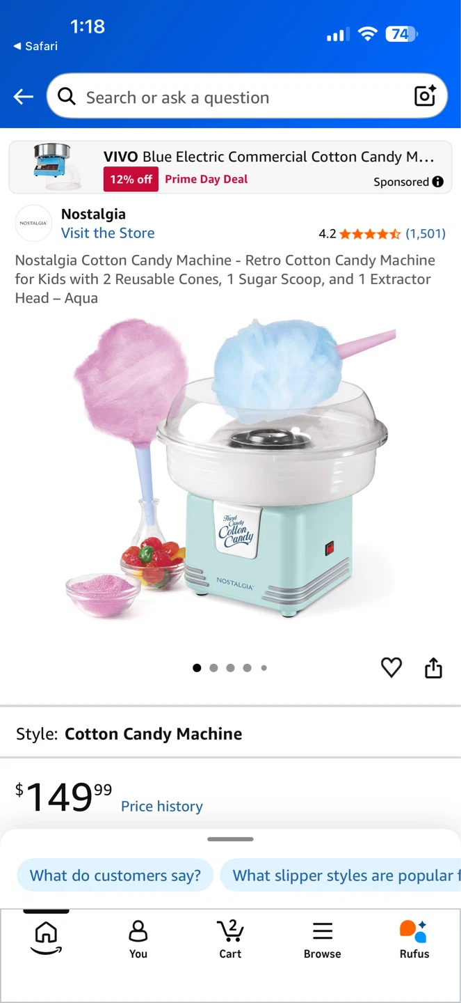 Nostalgia Retro Hard Candy Cotton Candy Maker - Aqua - photo 3