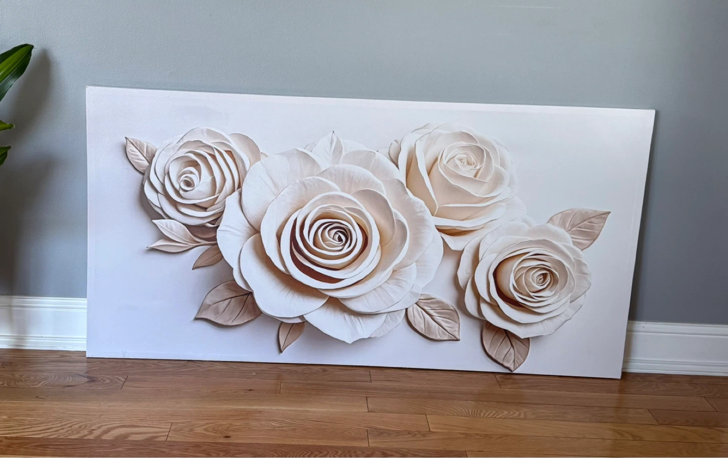 White Rose 3D Wall Art Canvas 58"L x 29"W - photo 3