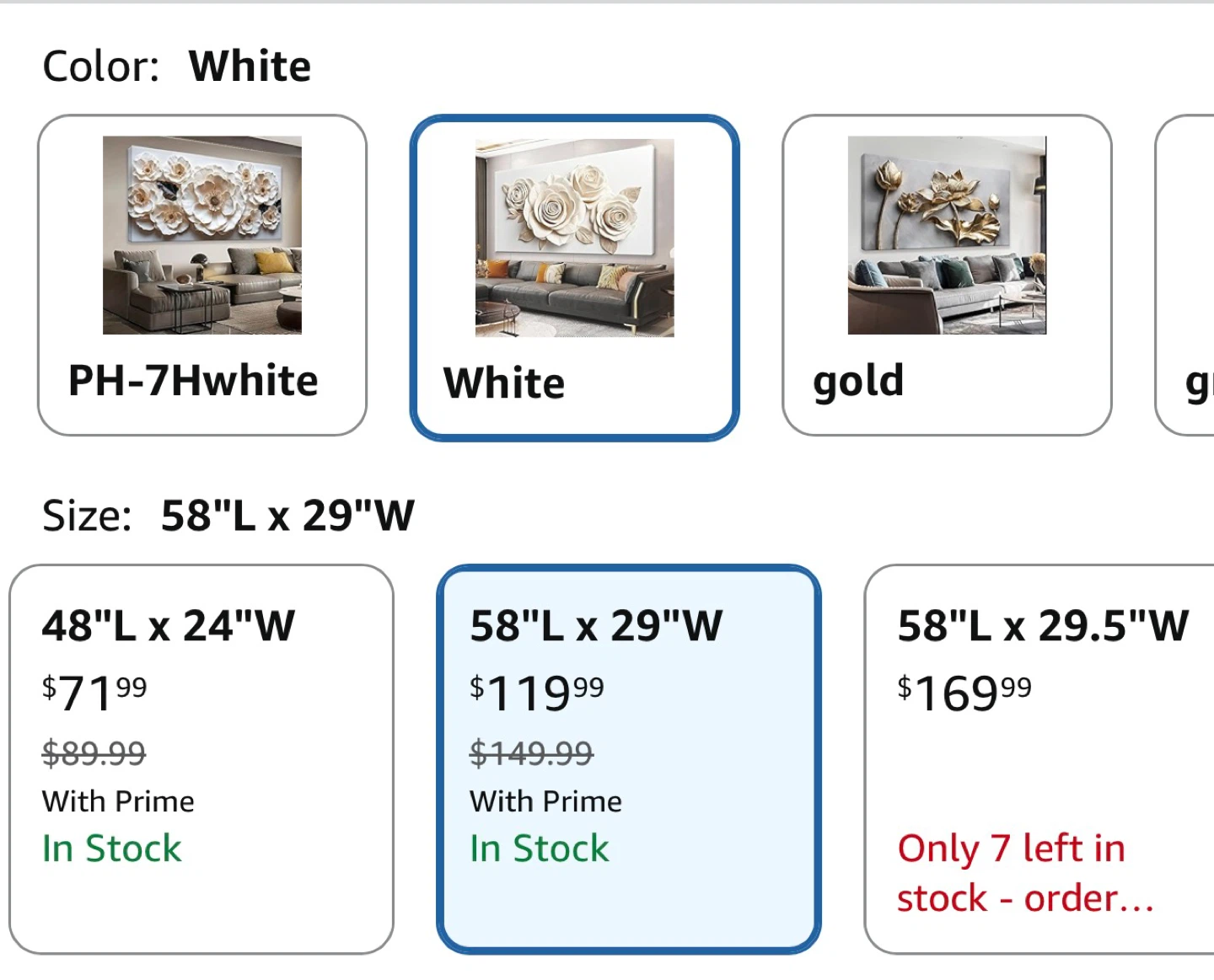 White Rose 3D Wall Art Canvas 58"L x 29"W - photo 4