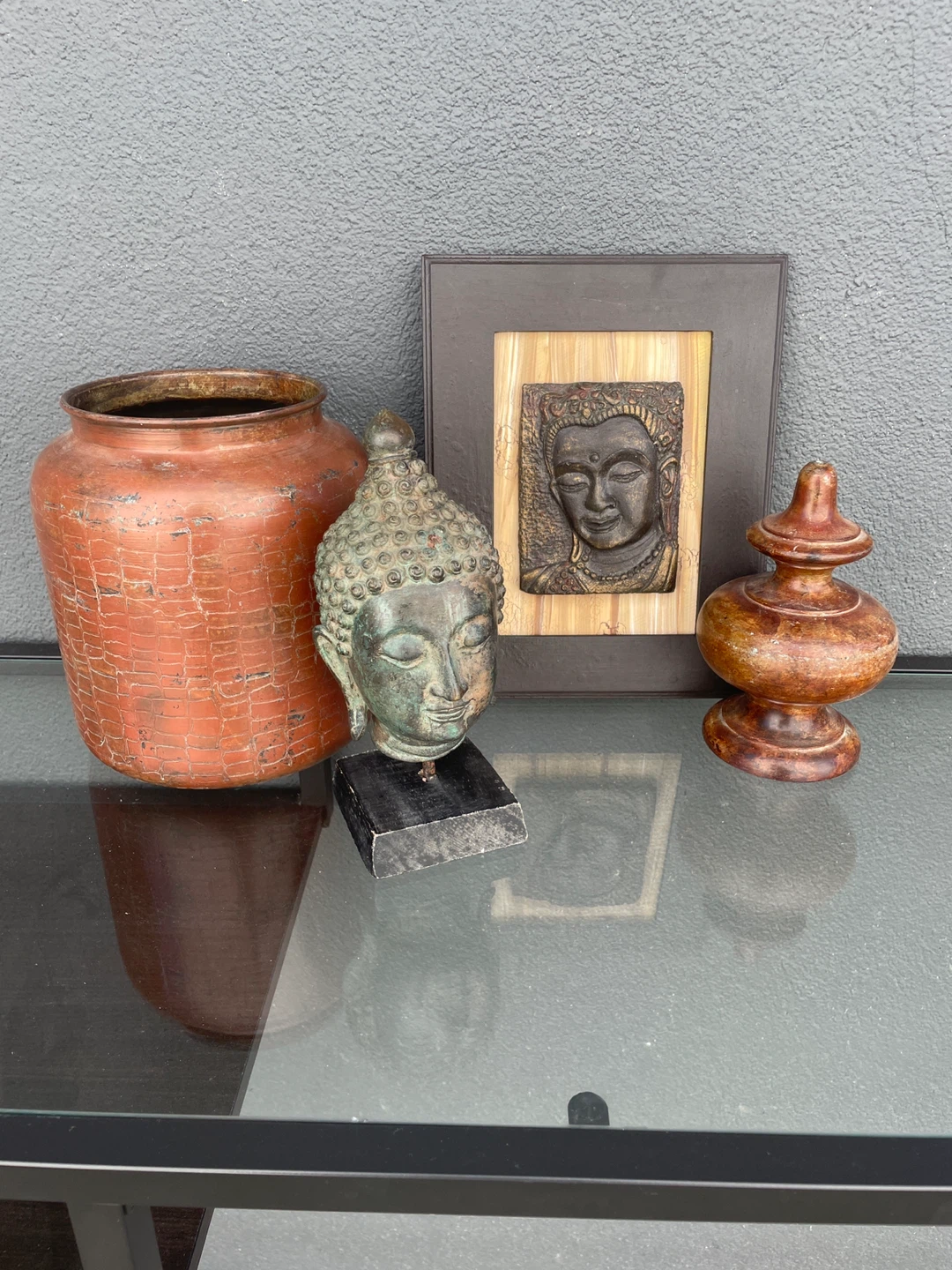 Decorative Buddha Head and Vase from Thailand