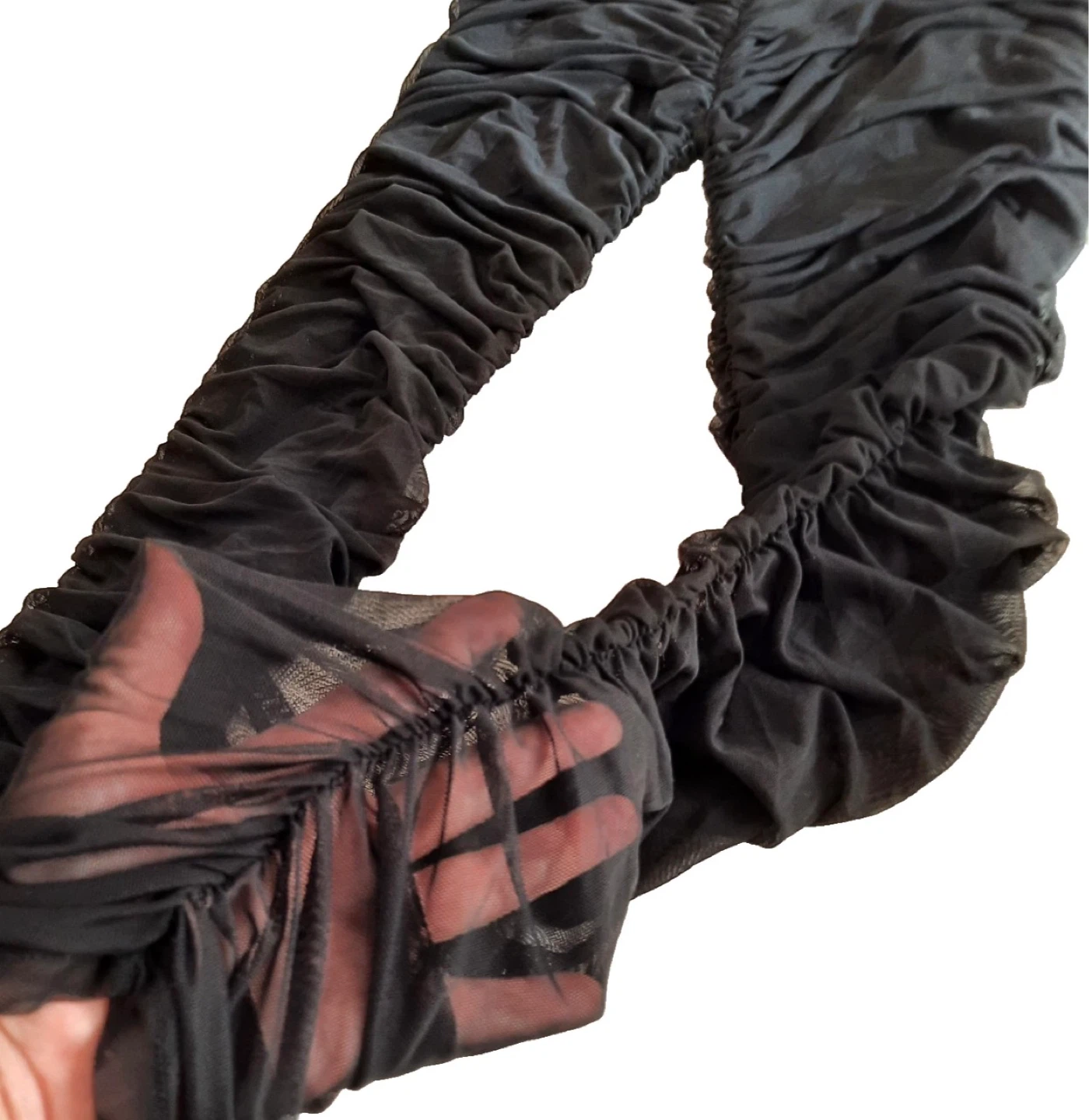 Fashion Nova Black Ruched High Waist Mesh Sheer Leggings Costume - photo 3