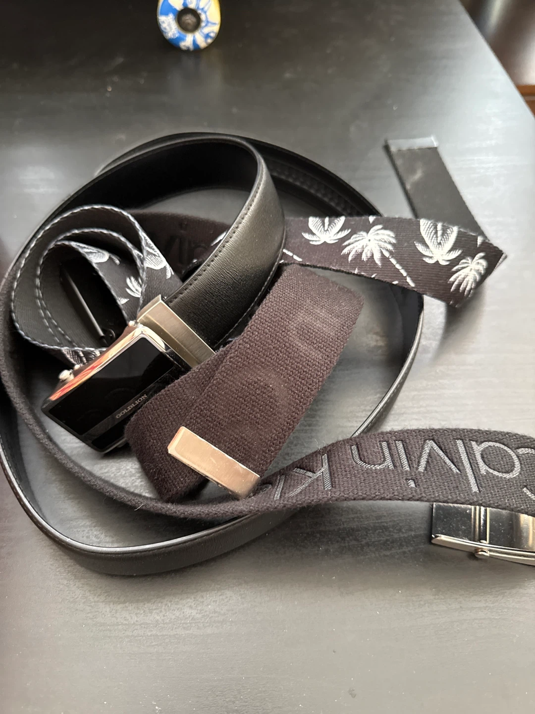 Calvin Klein Reversible Belt with Palm Tree Design