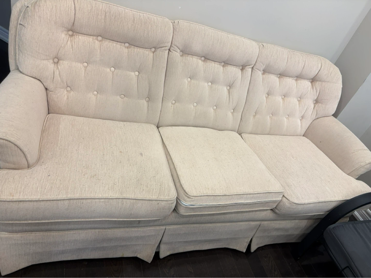 Beige Tufted Sofa