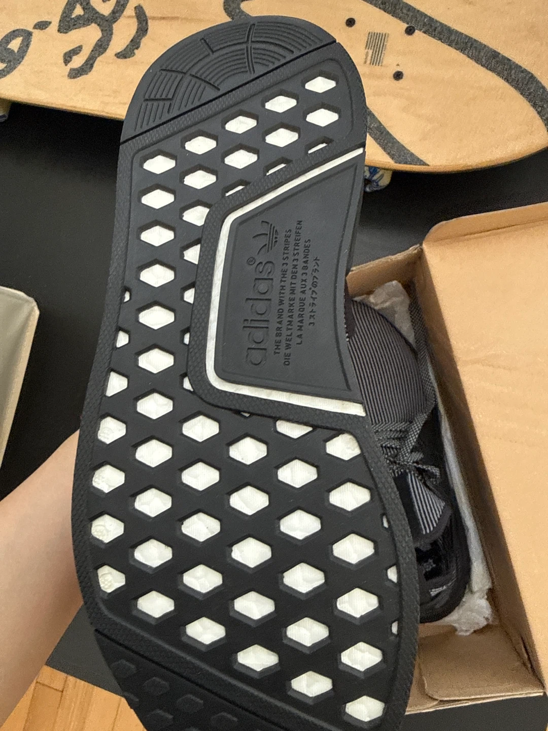 Adidas NMD R1 Black Pinstripe Shoes - photo 2