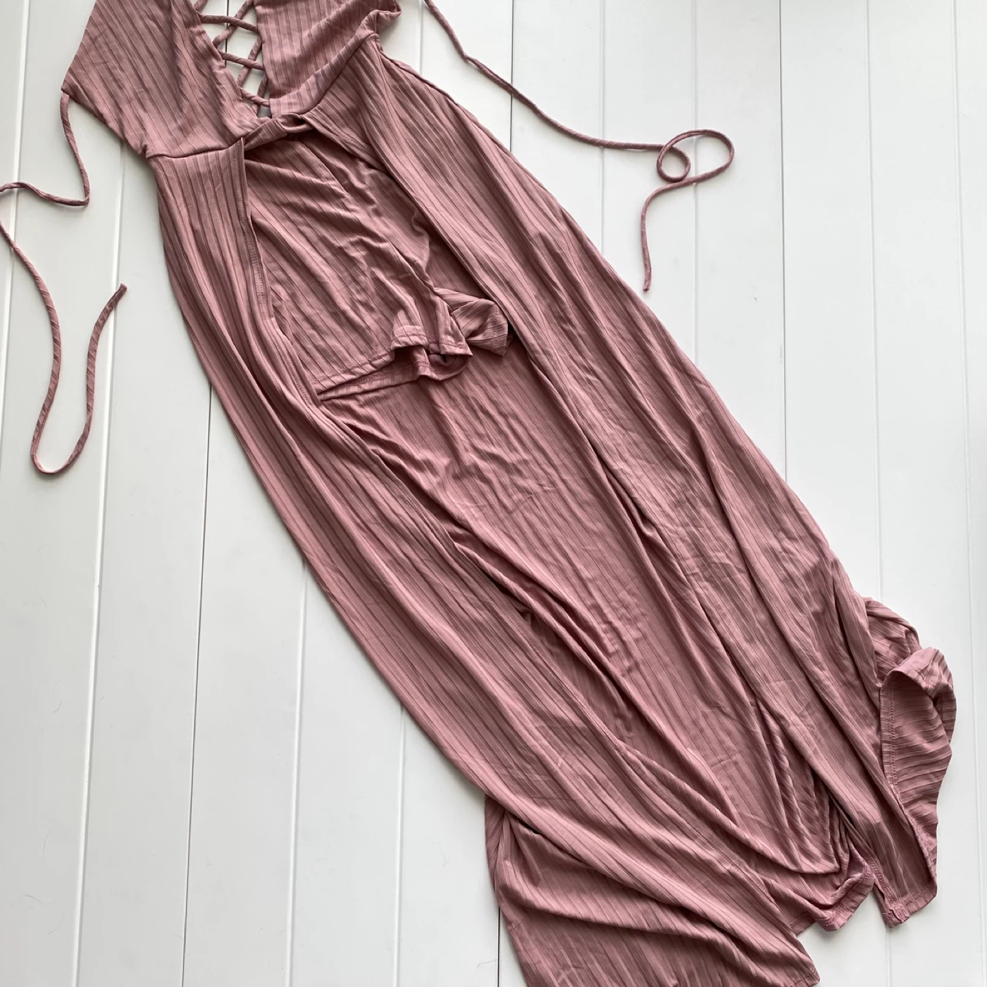 Mauve Lace-Up Romper Dress shorts - photo 4