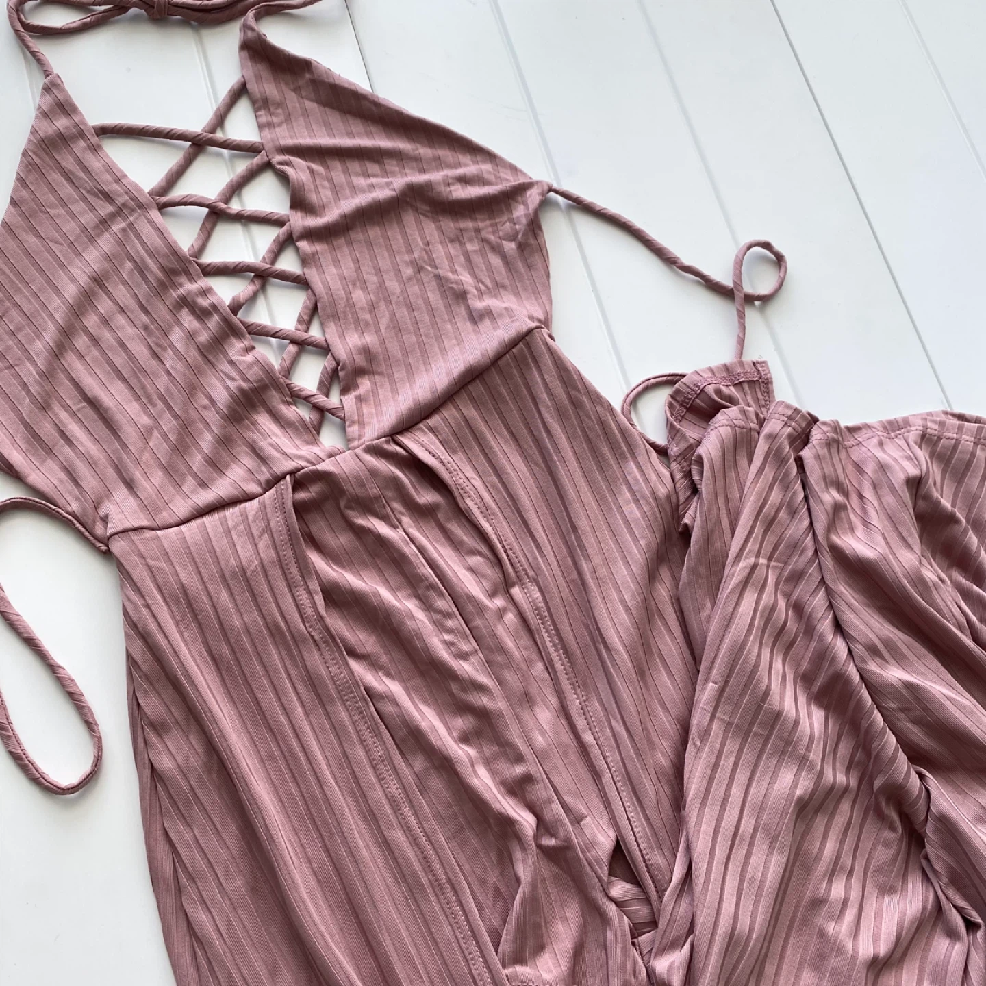 Mauve Lace-Up Romper Dress shorts - photo 5