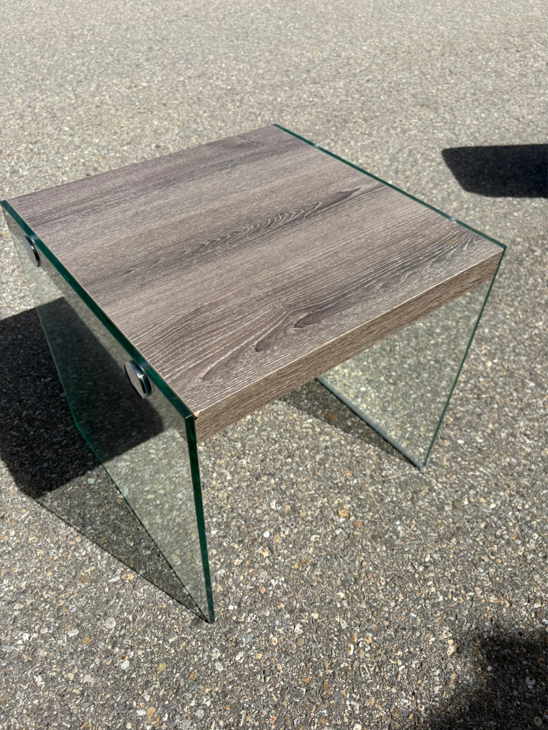 2x Glass and Wood Side Tables - photo 2