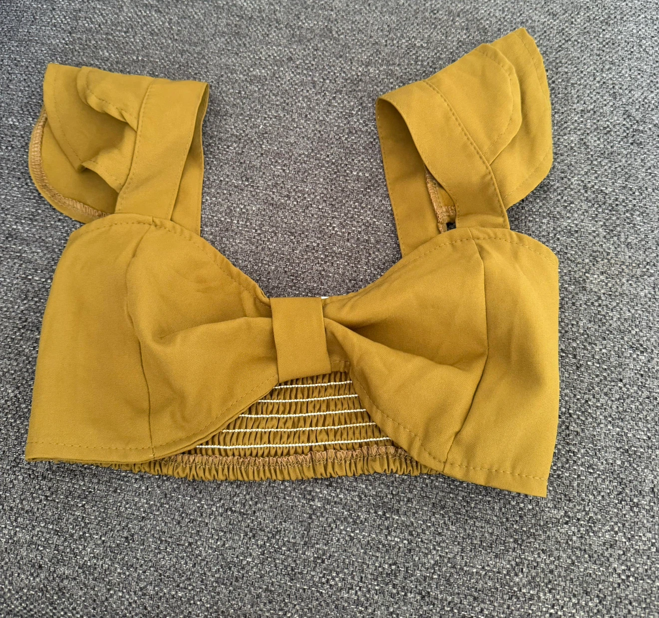 Mustard Yellow Bow Front Crop Top