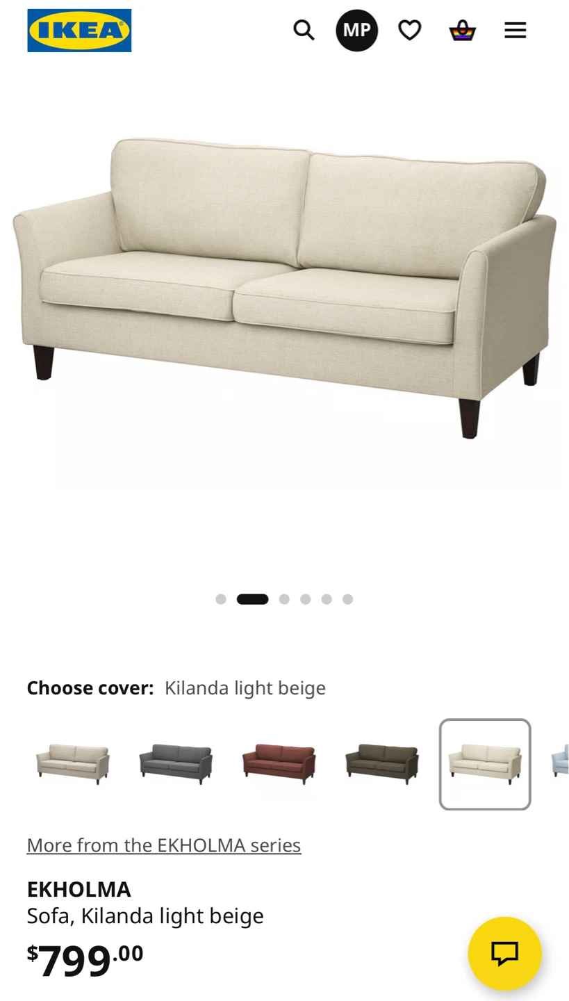 IKEA EKOLMLA Sofa, Kilanda light beige