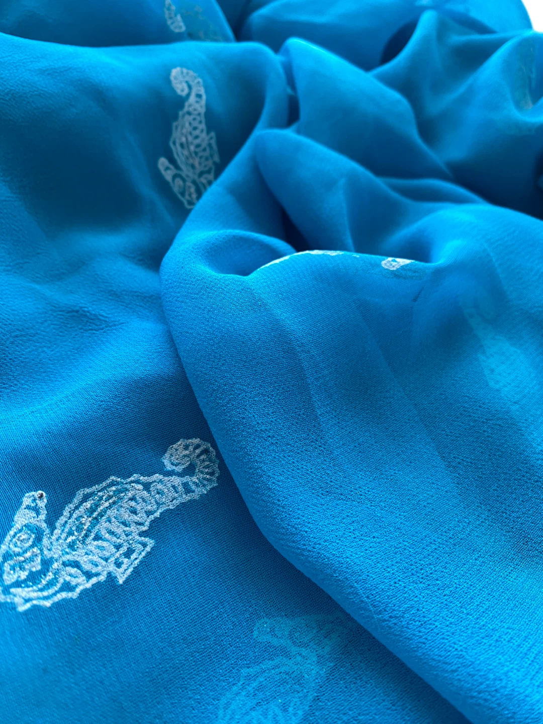 Turquoise Blue fringe Scarf with Seahorse Print - photo 2