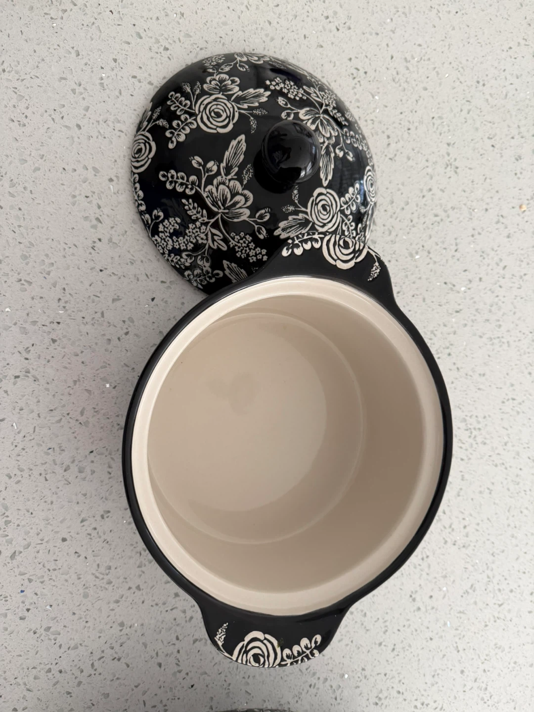 Black Floral Casserole Dish with Lid (Moving sale) - photo 3