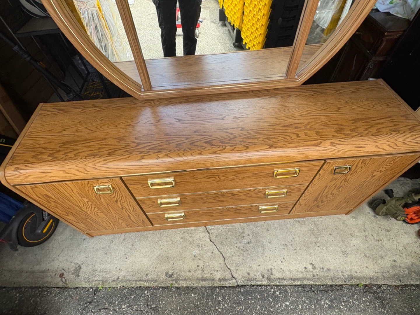 Free delivery used Oak Dresser with Mirror - photo 4