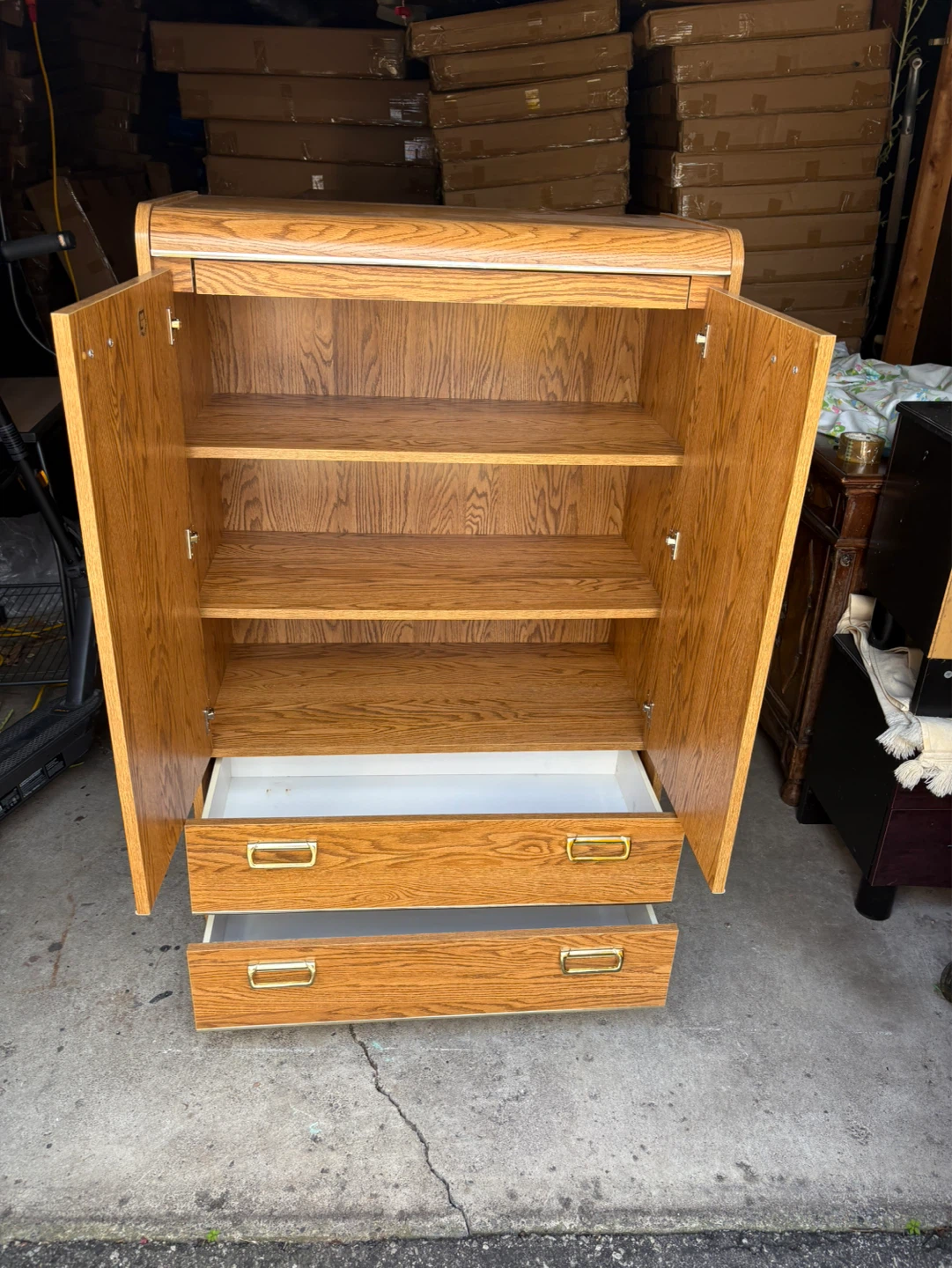 Free delivery used Wooden Armoire Cabinet with Drawers - photo 4