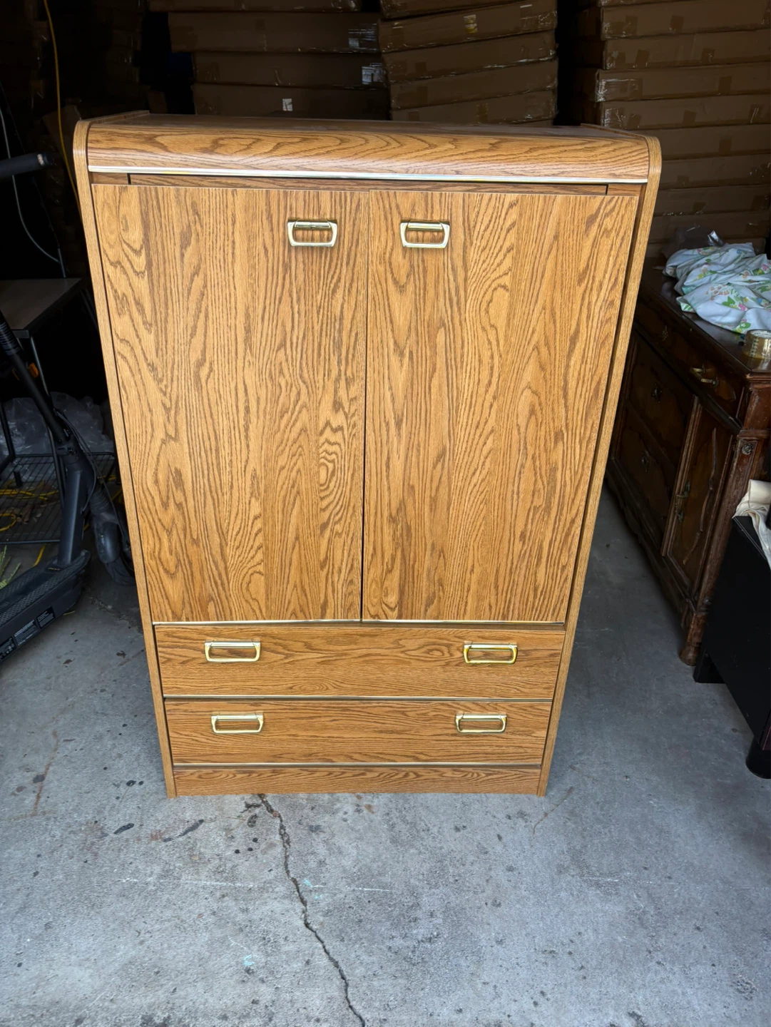Free delivery used Wooden Armoire Cabinet with Drawers