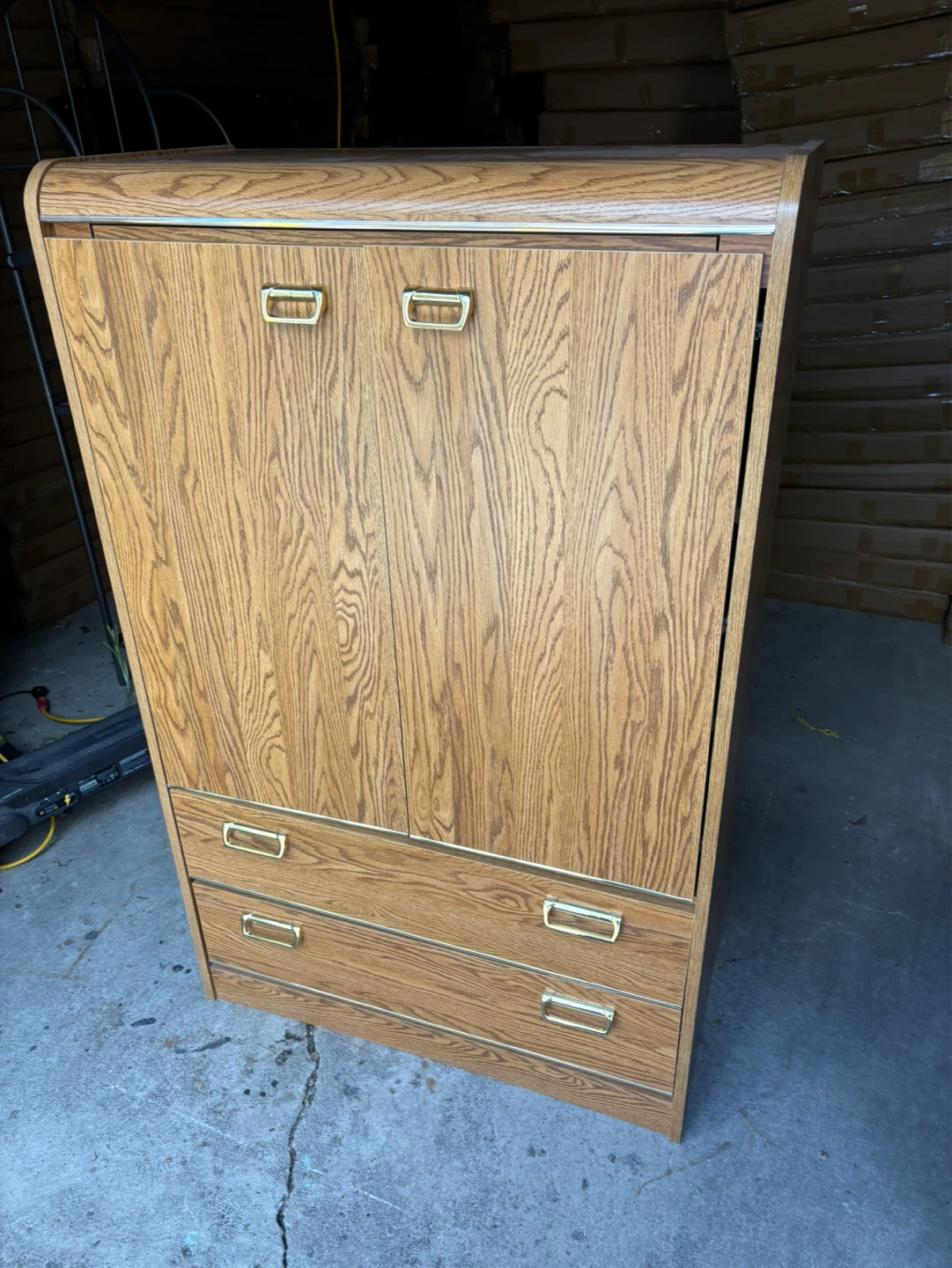 Free delivery used Wooden Armoire Cabinet with Drawers - photo 3