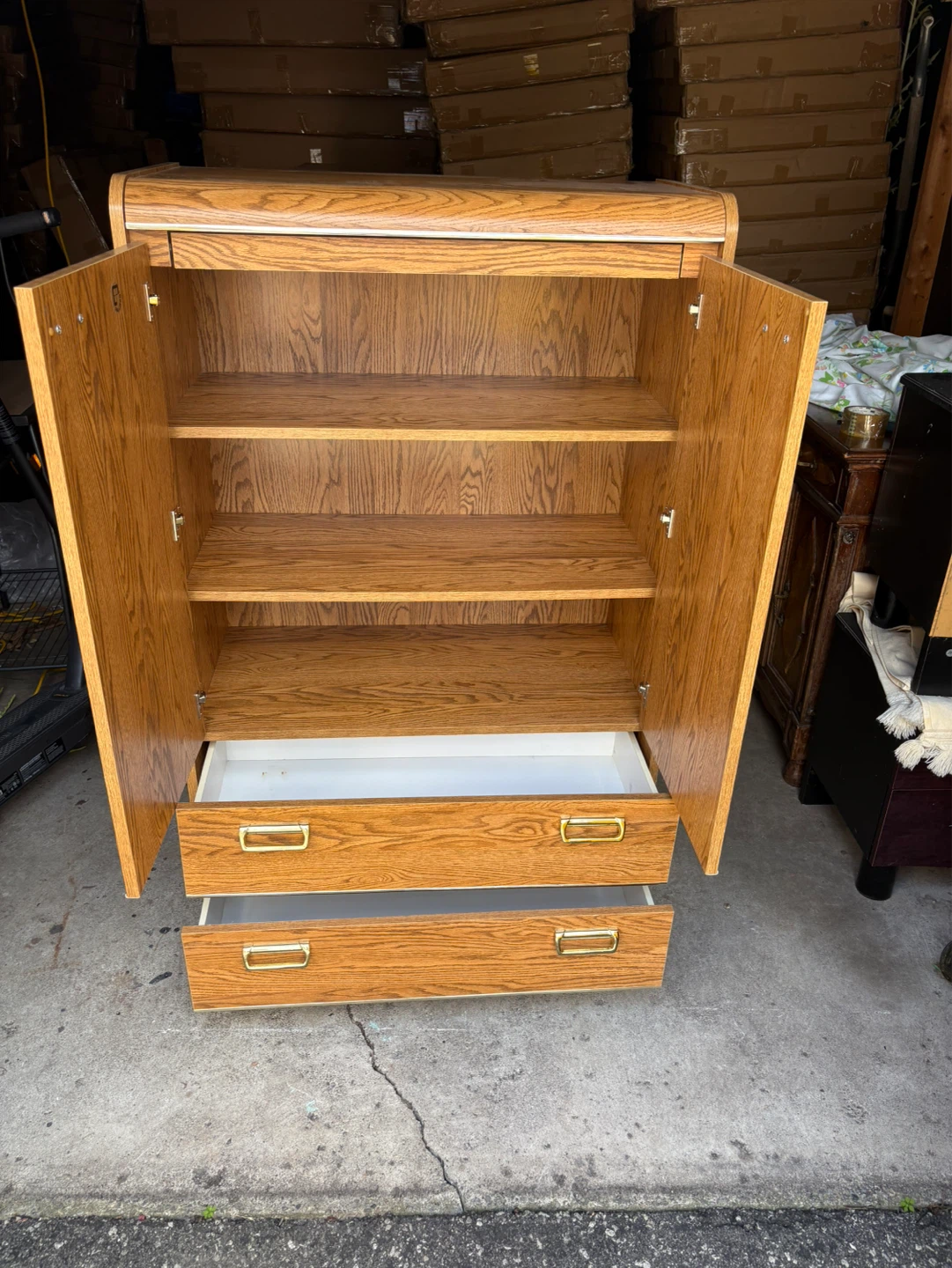 Free delivery used Wooden Armoire Cabinet with Drawers - photo 5