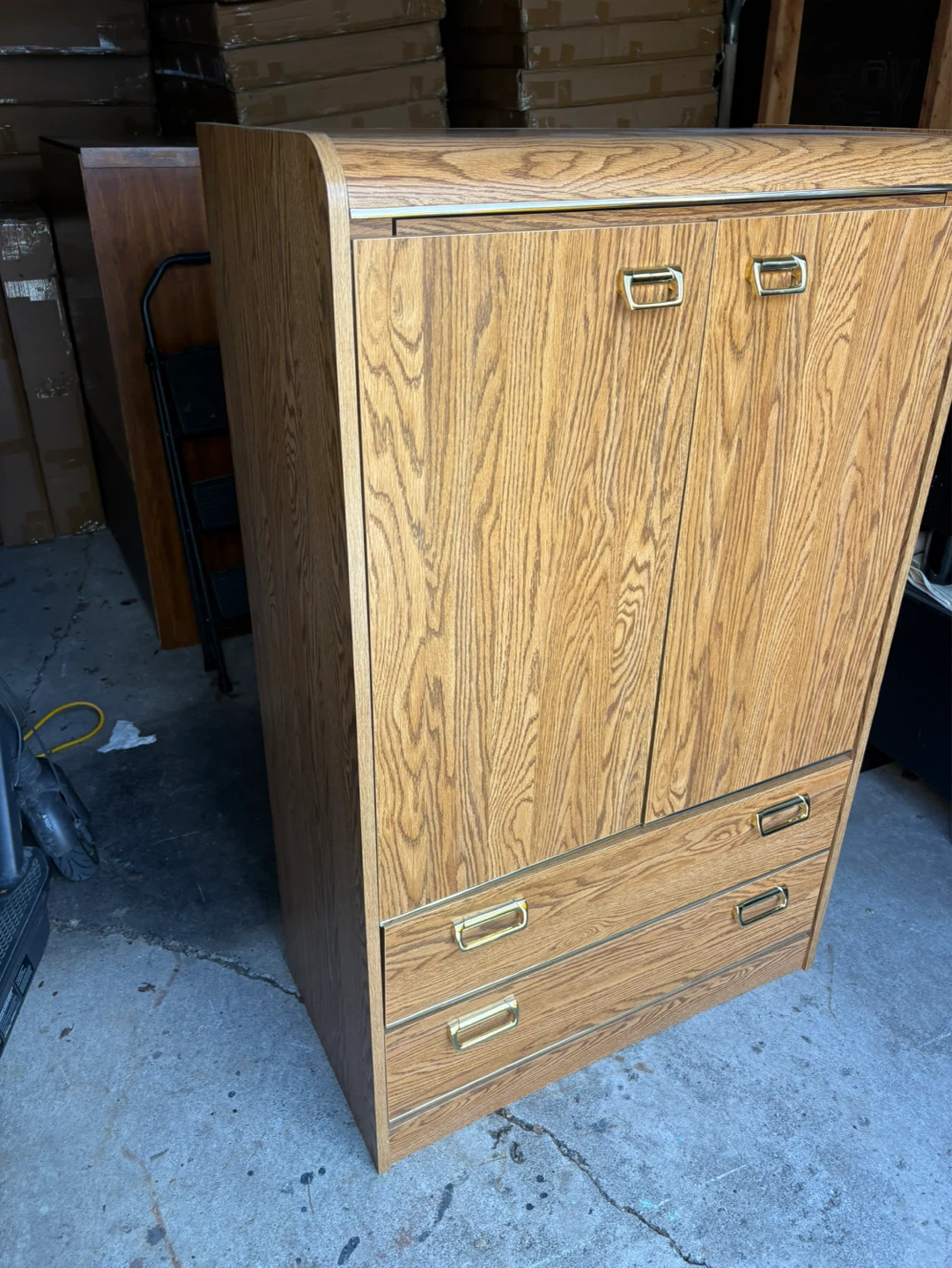 Free delivery used Wooden Armoire Cabinet with Drawers - photo 2