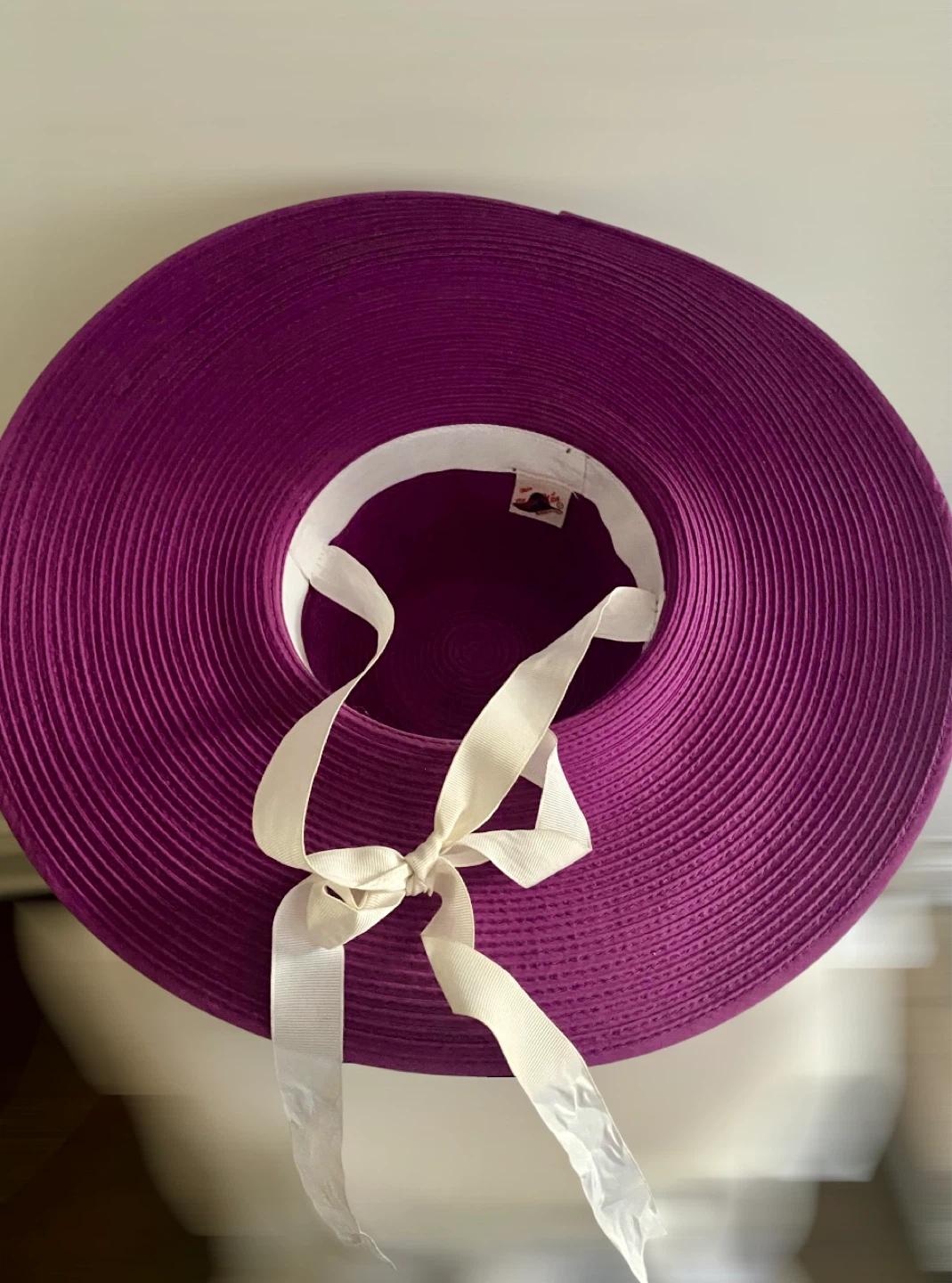 Purple Wide-Brimmed Sun Hat with Flower Detail - photo 5