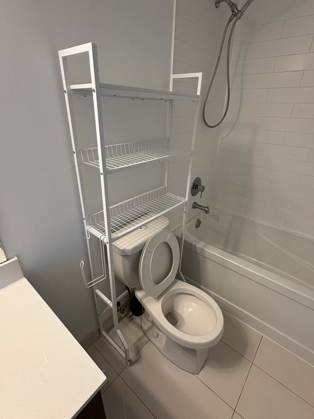 White Metal Over-the-Toilet Shelf Unit - photo 2