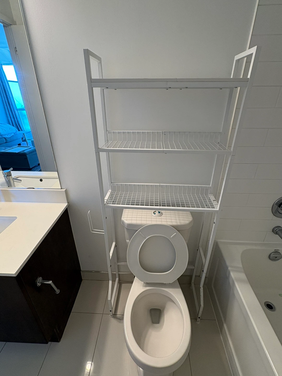 White Metal Over-the-Toilet Shelf Unit