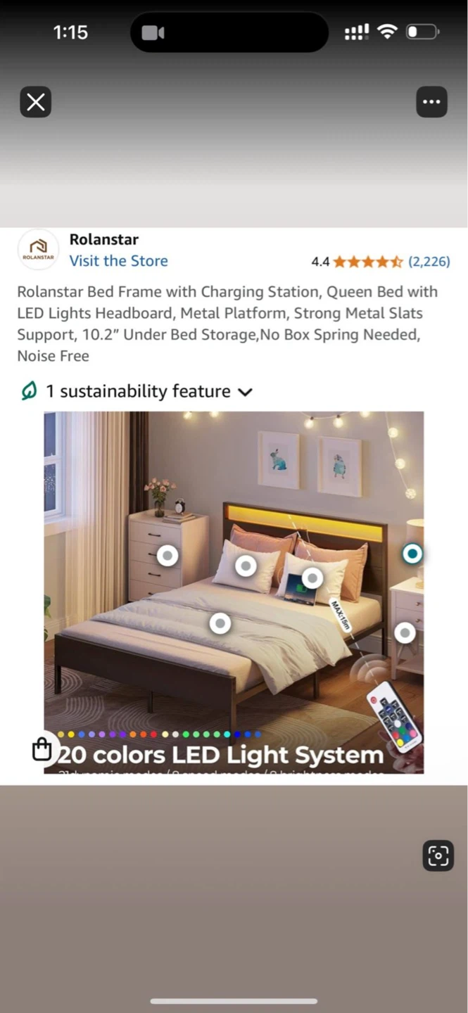Bed frame with queen size mattress