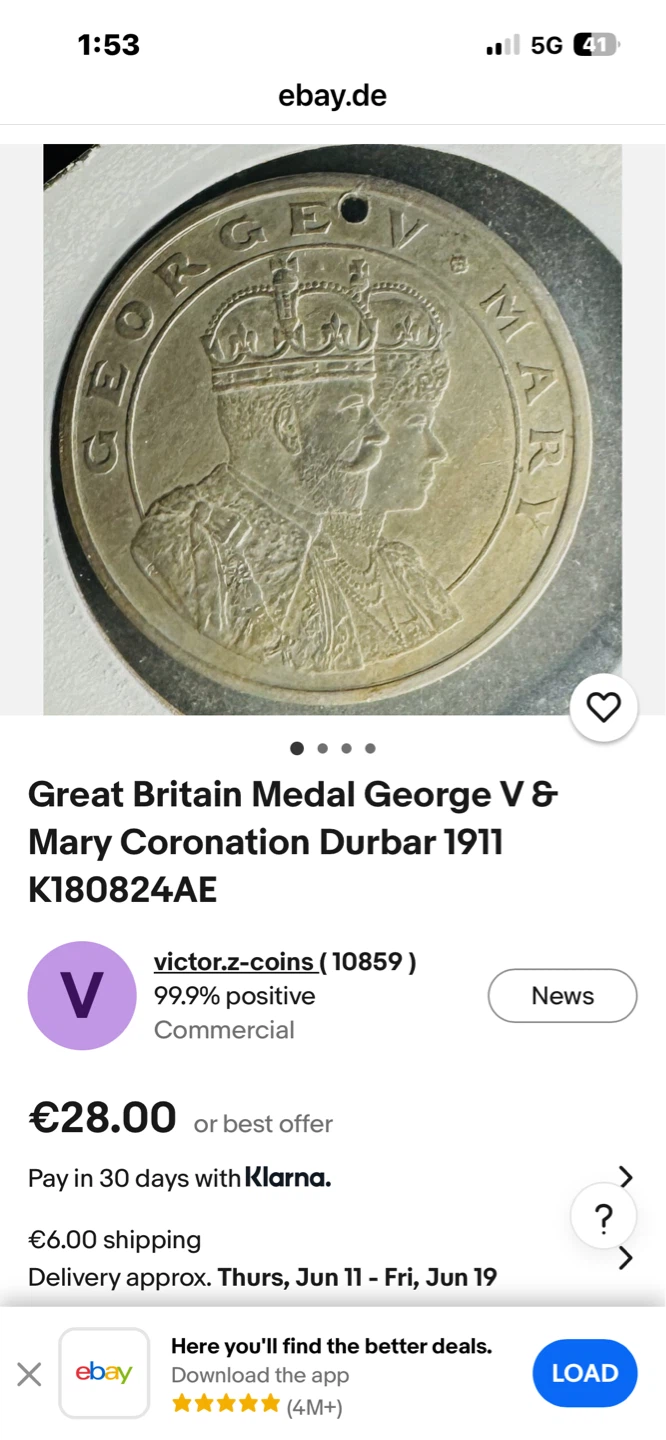 Great Britain Medal George V & Mary Coronation 1911 - photo 2