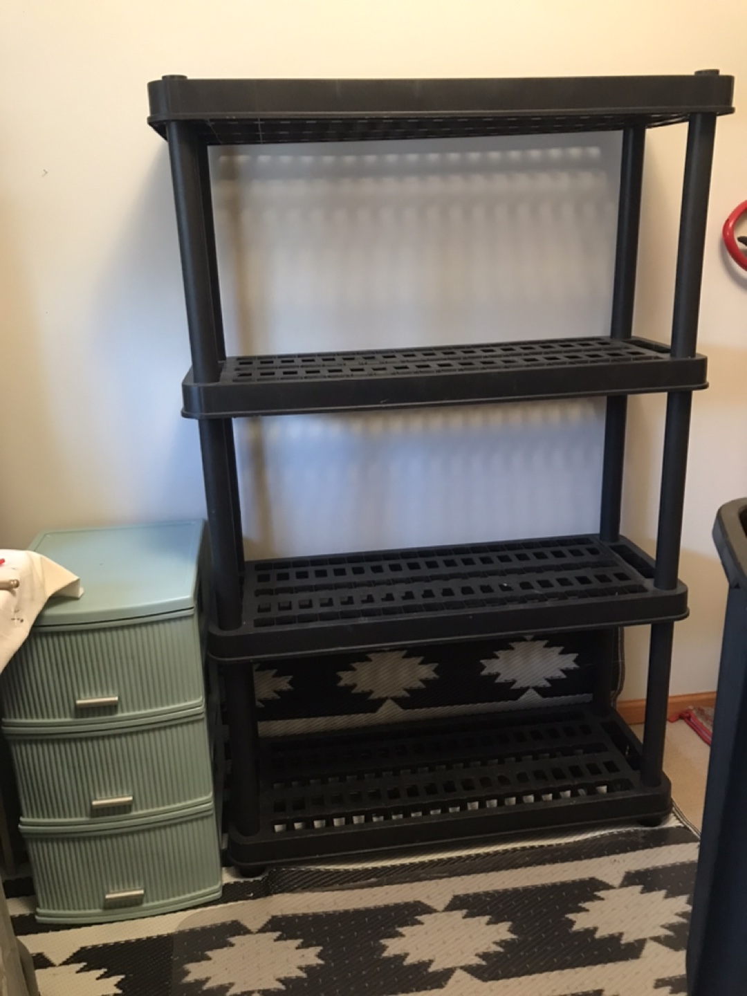 Black 4-Tier Plastic Shelving Unit