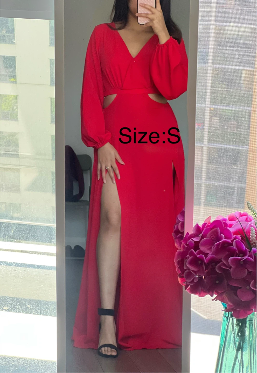 SHEIN Red Cutout Maxi Dress