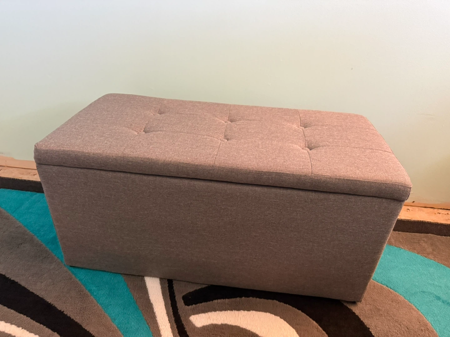 Large Grey Storage Ottoman Bench with Lift-Top Lid
