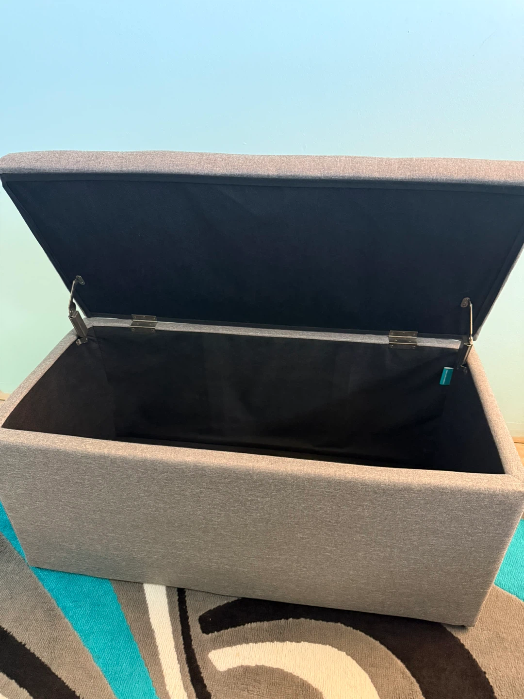Large Grey Storage Ottoman Bench with Lift-Top Lid - photo 3