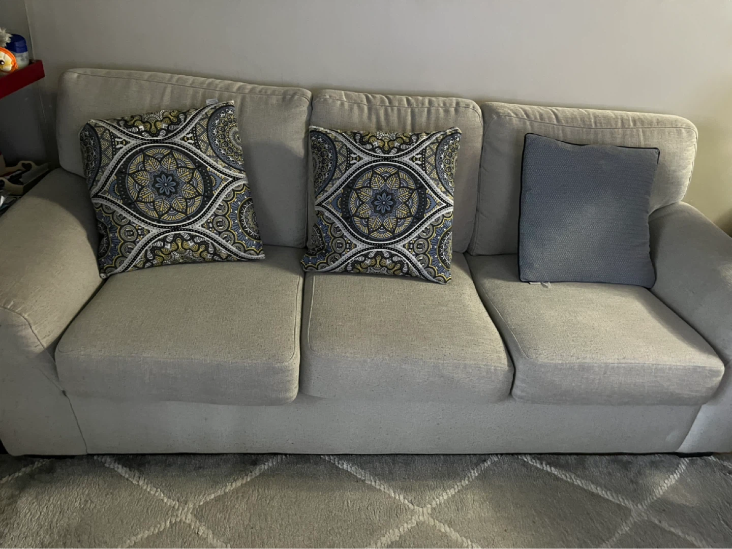 Light Beige Sofa with Decorative Pillows - photo 3