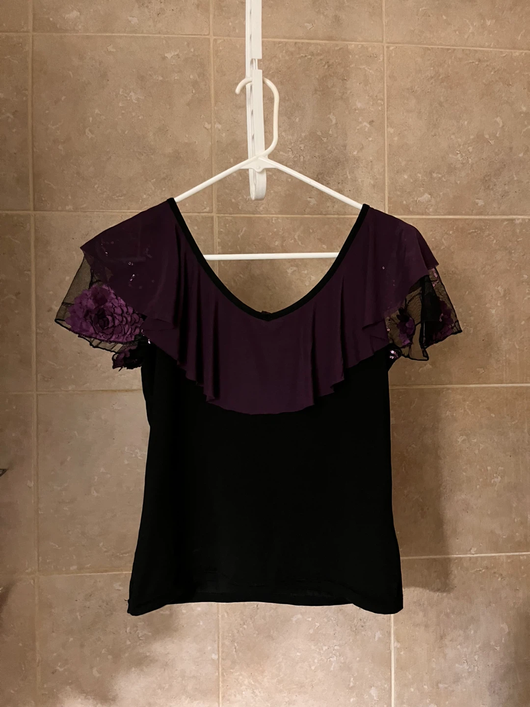 Black and Purple Embellished Top