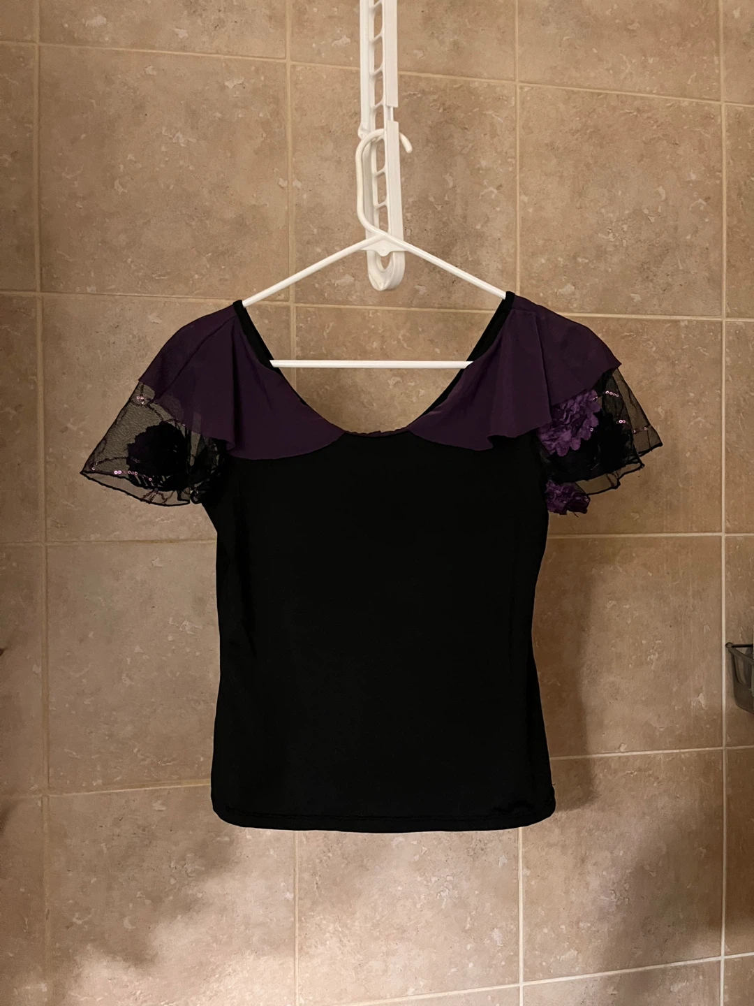 Black and Purple Embellished Top - photo 2
