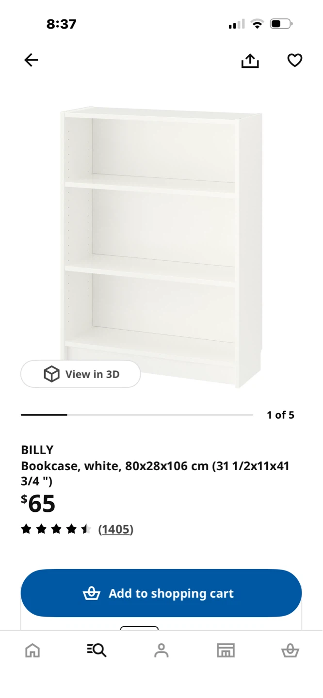 IKEA BILLY Bookcase, White, 80x28x106 cm - photo 3